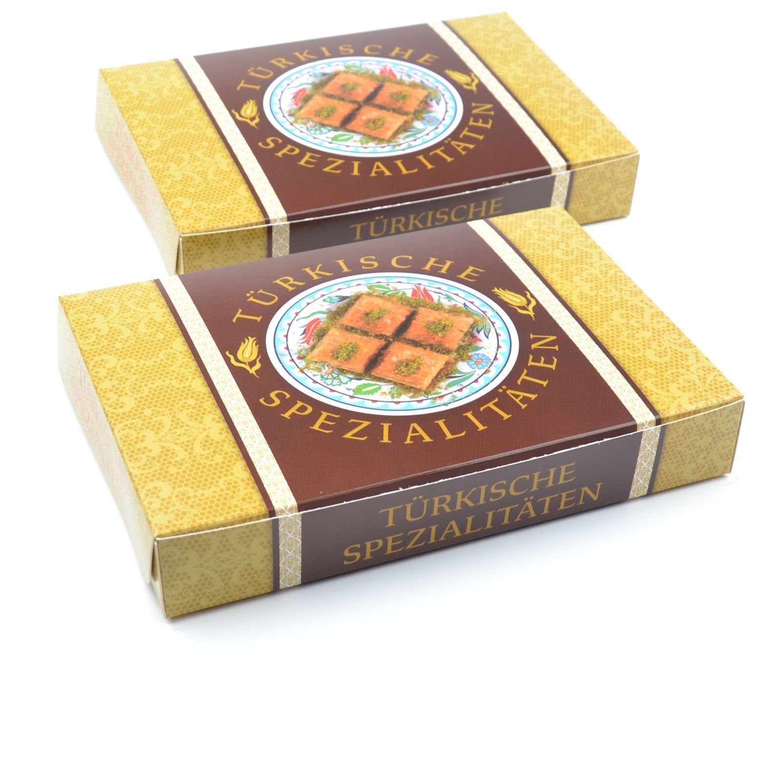 Einwegschale 100 Stück Faltschachteln für Baklava 1000 gr., (250×175×40 mm), fettdicht, lebensmittelecht, Dessert Verpackung Baklava Box Karton