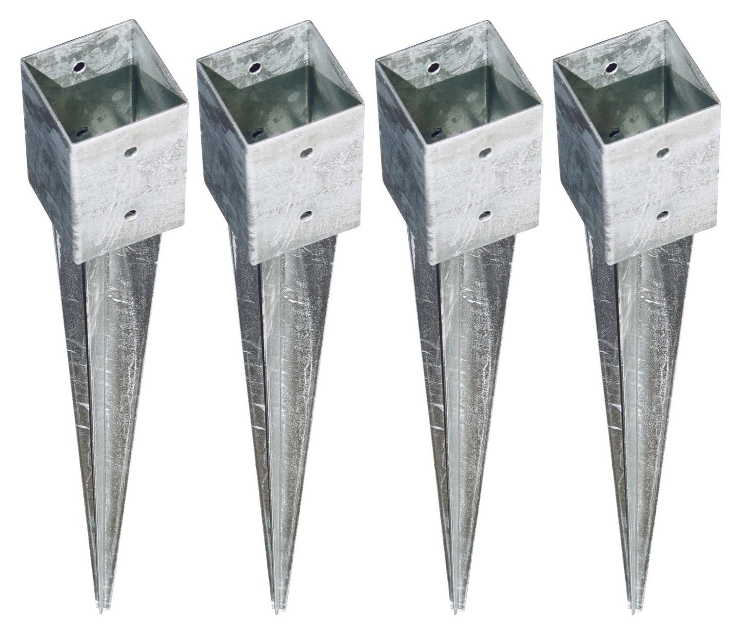 Pfostenträger 4x Bodenhülse Einschlagbodenhülse 7x7x75cm Einschlaghülse Pfostenträge