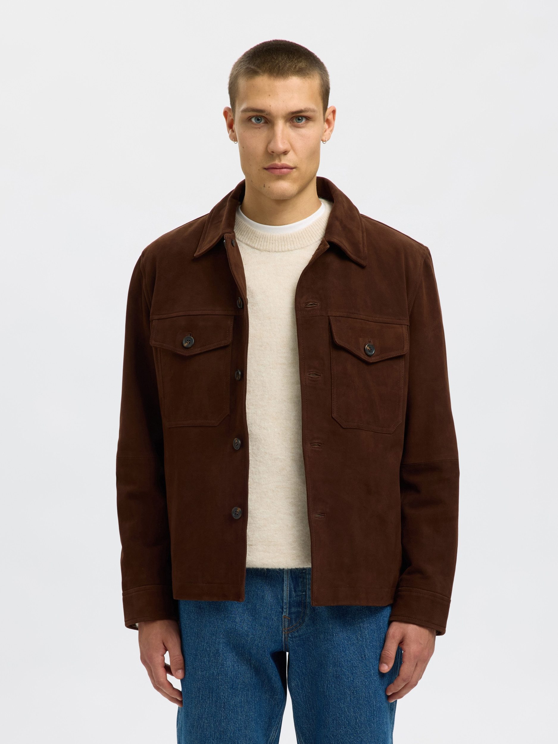 SELECTED HOMME Outdoorjacke SLHTHOM SUEDE OVERSHIRT NOOS