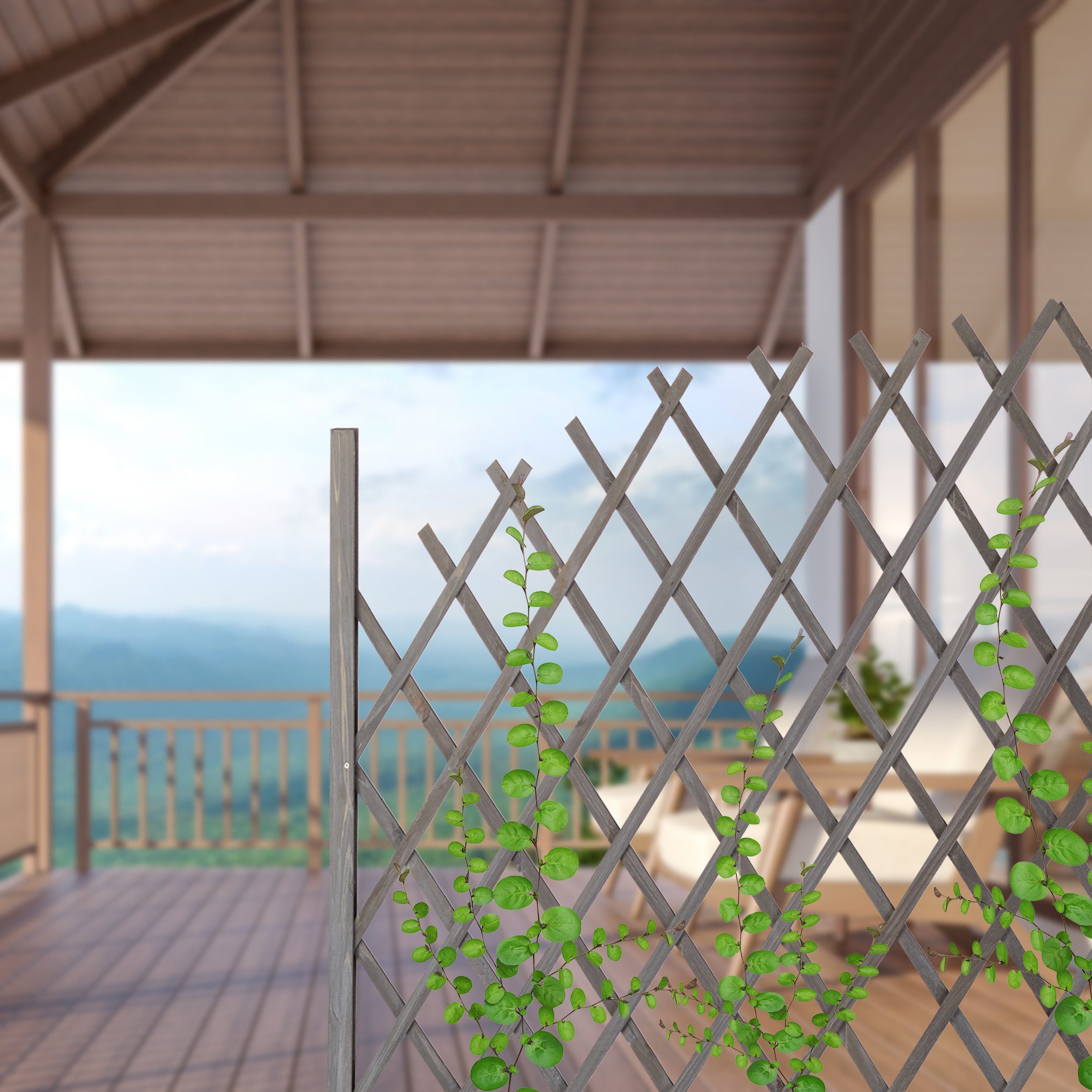 relaxdays Rankgitter Holz ausziehbar, Grau günstig online kaufen