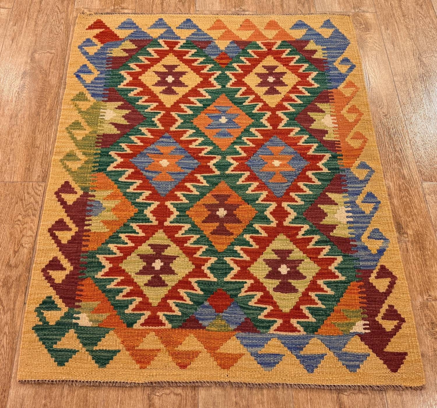 Rug Studios Teppich KELIM ORIGINAL HANDGEARBEITET, Rechteckig, Höhe: 5 mm, Handgewebt, 87 x 114 cm, Multi