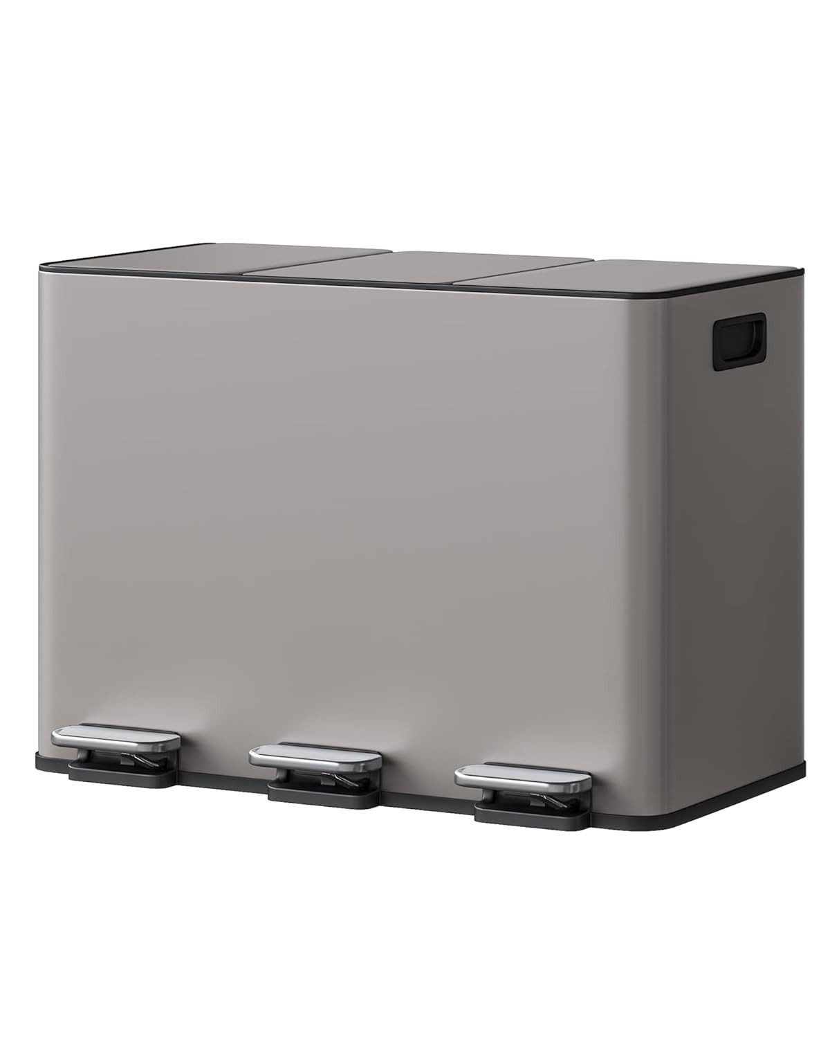 GarveeMore Mülleimer Küche,Mülleimer 3 fächer,Mülltrennsystem 3x15Lmit Edelstahldeckel, Tretmülleimer Softclose-Deckel mit Inneneimer für Recycling,Restmüll