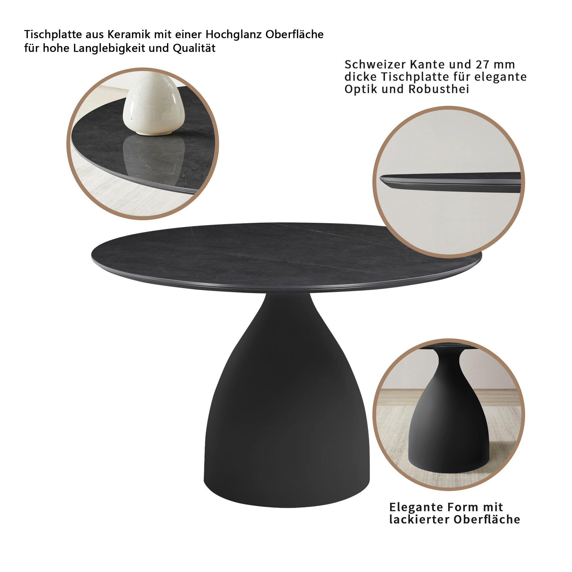OTTO home Esstisch Lealux, mit Sintersteinplatte, elegantem Gestell und pflegeleichter Oberfläche