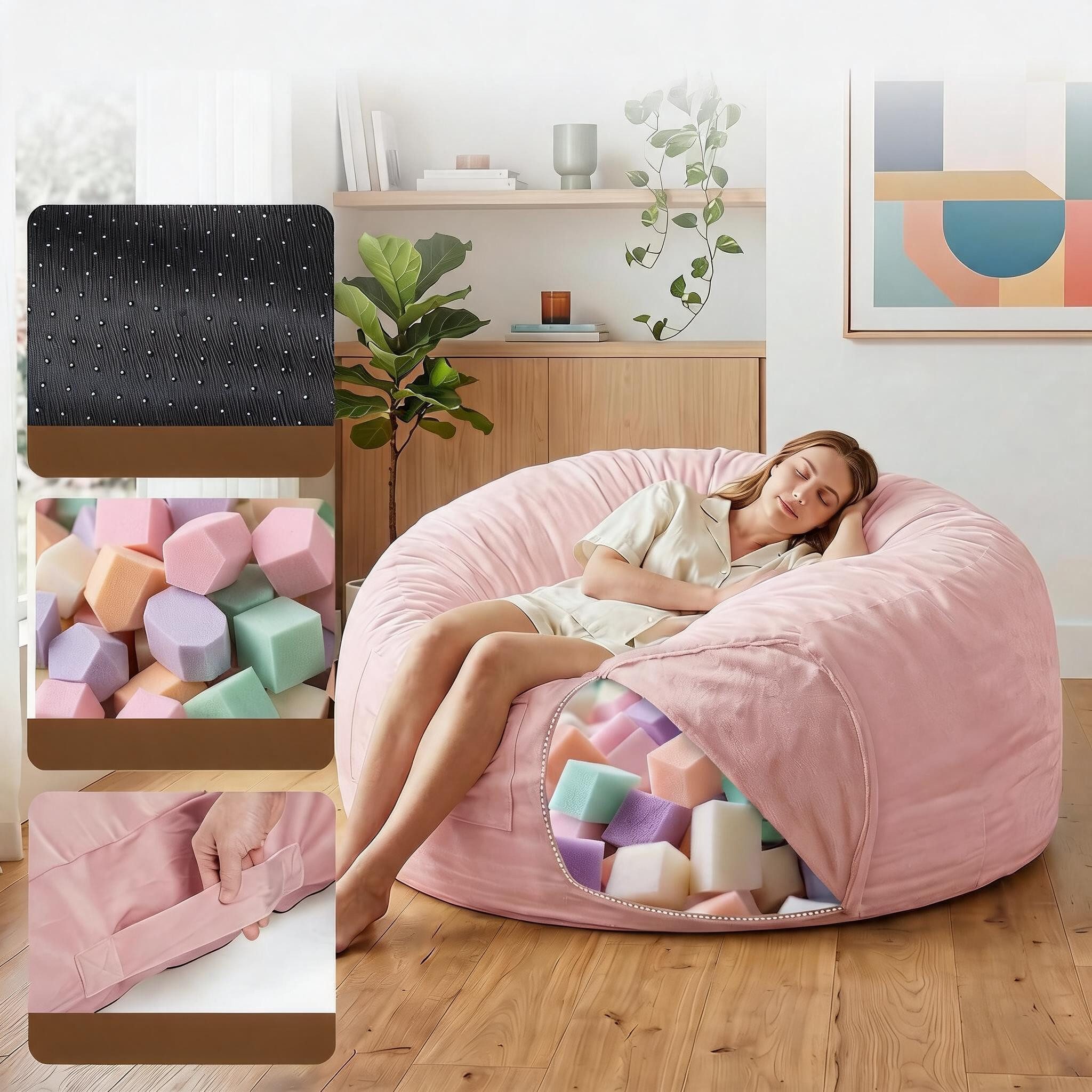 GarveeMore Sitzsack Riesiger 3-in-1 Sitzsack umwandelbar in Sessel und Bett – Bild 5 von 5