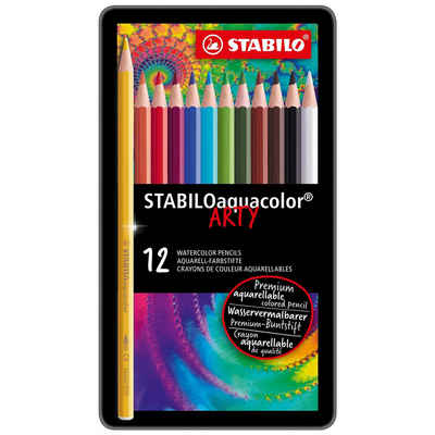 STABILO Aquarellstifte STABILO aquacolor ARTY Aquarell-Farbstift - 12er Metalletui