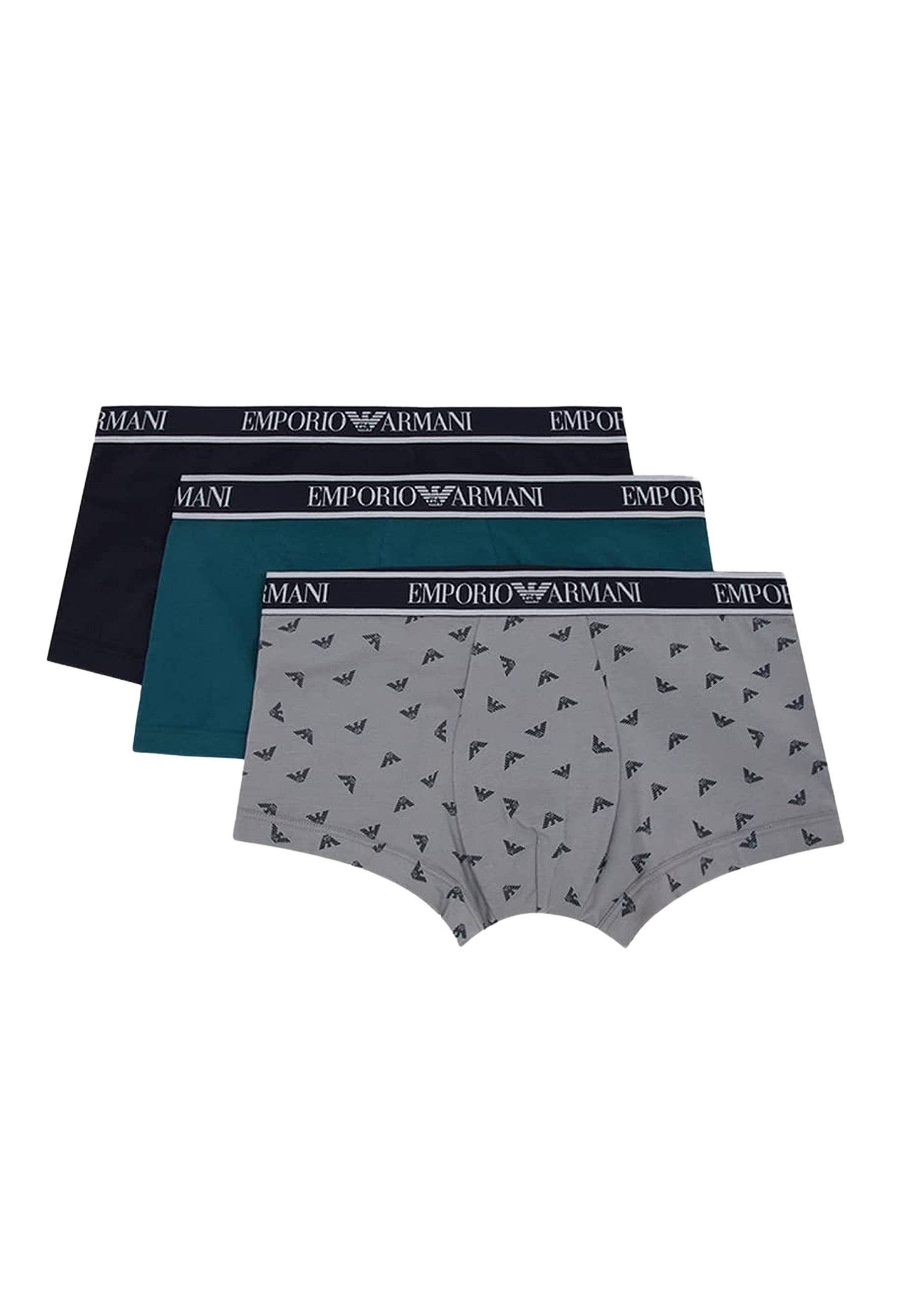 / Emporio Boxershorts 3 pr. (3-St) medi Armani monum eng Trunk Boxershorts / mit 50536 marin Pack anliegende