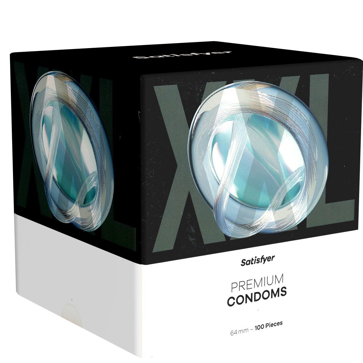Satisfyer Kondome Premium Condoms 64 Packung mit, 100 St., Kondome aus Naturkautschuk-Latex, 100 Lovetoy-kompatible Kondome in Größe XXL