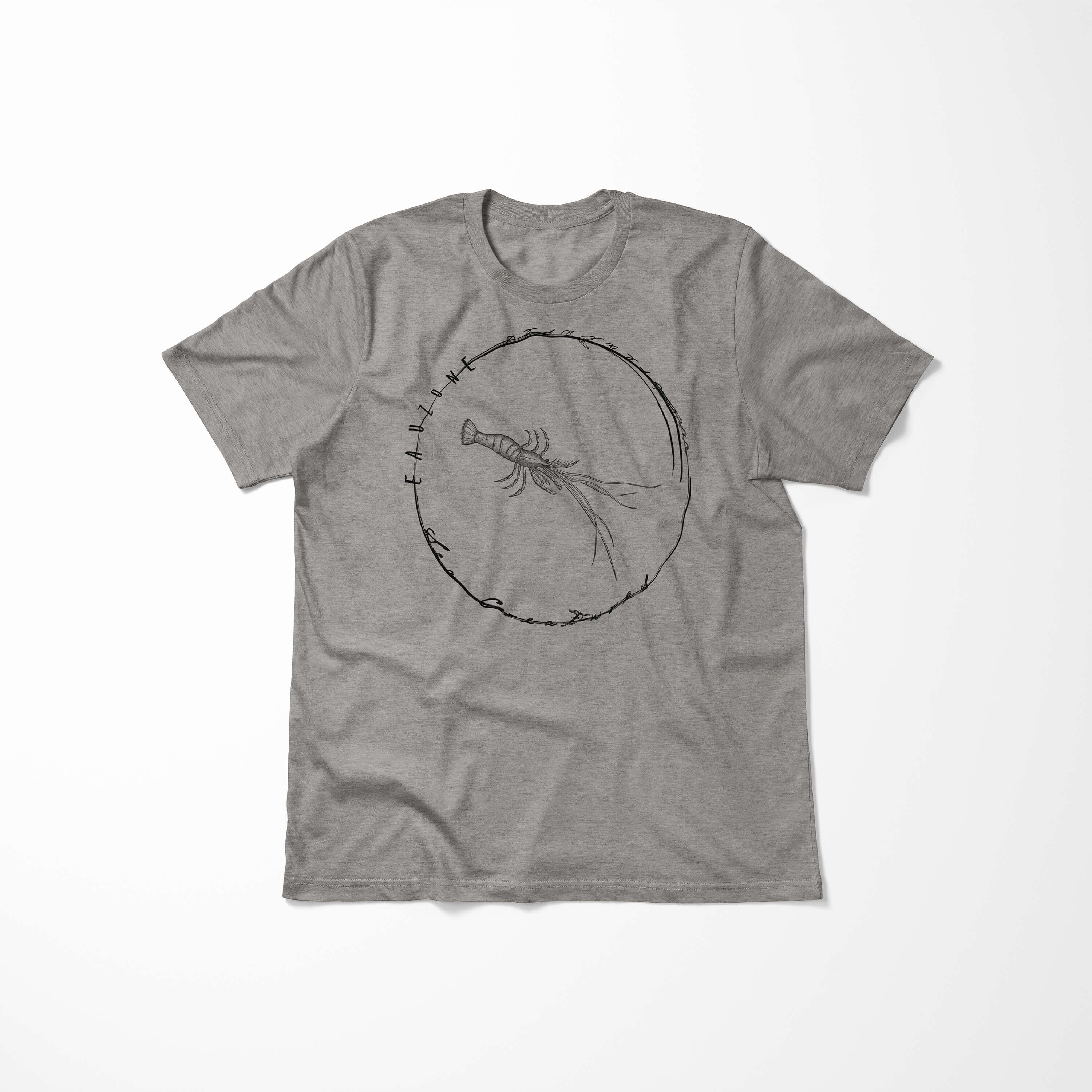 und Schnitt / - Tiefsee feine T-Shirt Creatures, 012 Sea Sea Serie: Art Fische Ash T-Shirt sportlicher Struktur Sinus