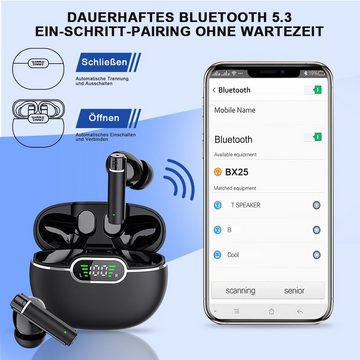 HYIEAR Kabellose Bluetooth5.3, IPX5 wasserdicht, Geräuschunterdrückung wireless In-Ear-Kopfhörer (Voice Assistant, Bluetooth, Stereo USB-C)