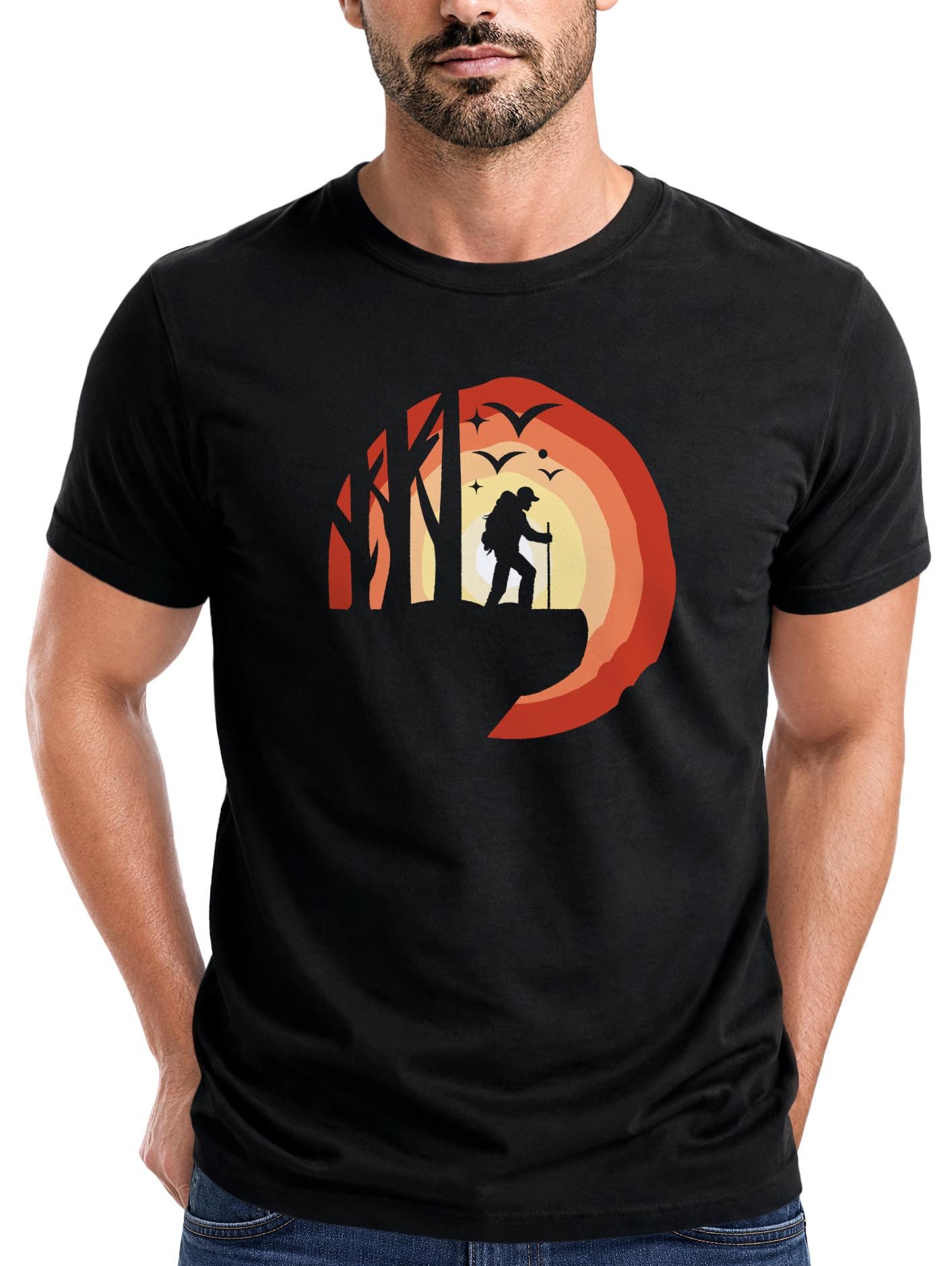 Print-Shirt Herren T-Shirt Wander-Motiv Trekking Aufdruck Printshirt Outdoor