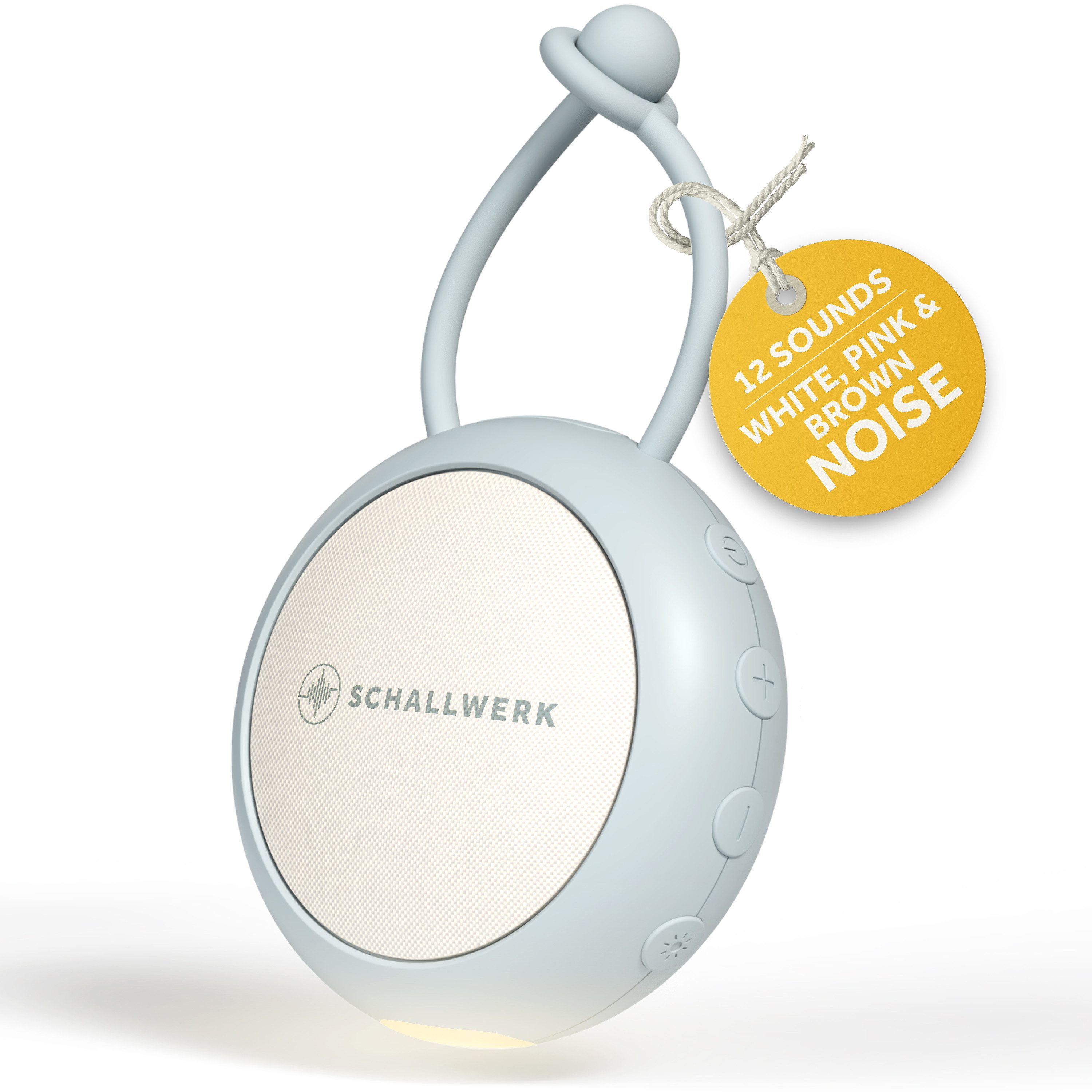 Schallwerk Einschlafhilfe White Noise Machine Babys und Erwachsene Einschlaf- und Durchschlafhilfe (tragbar, Nachtlicht, lange Akku Laufzeit, Timer, Schlaufe)