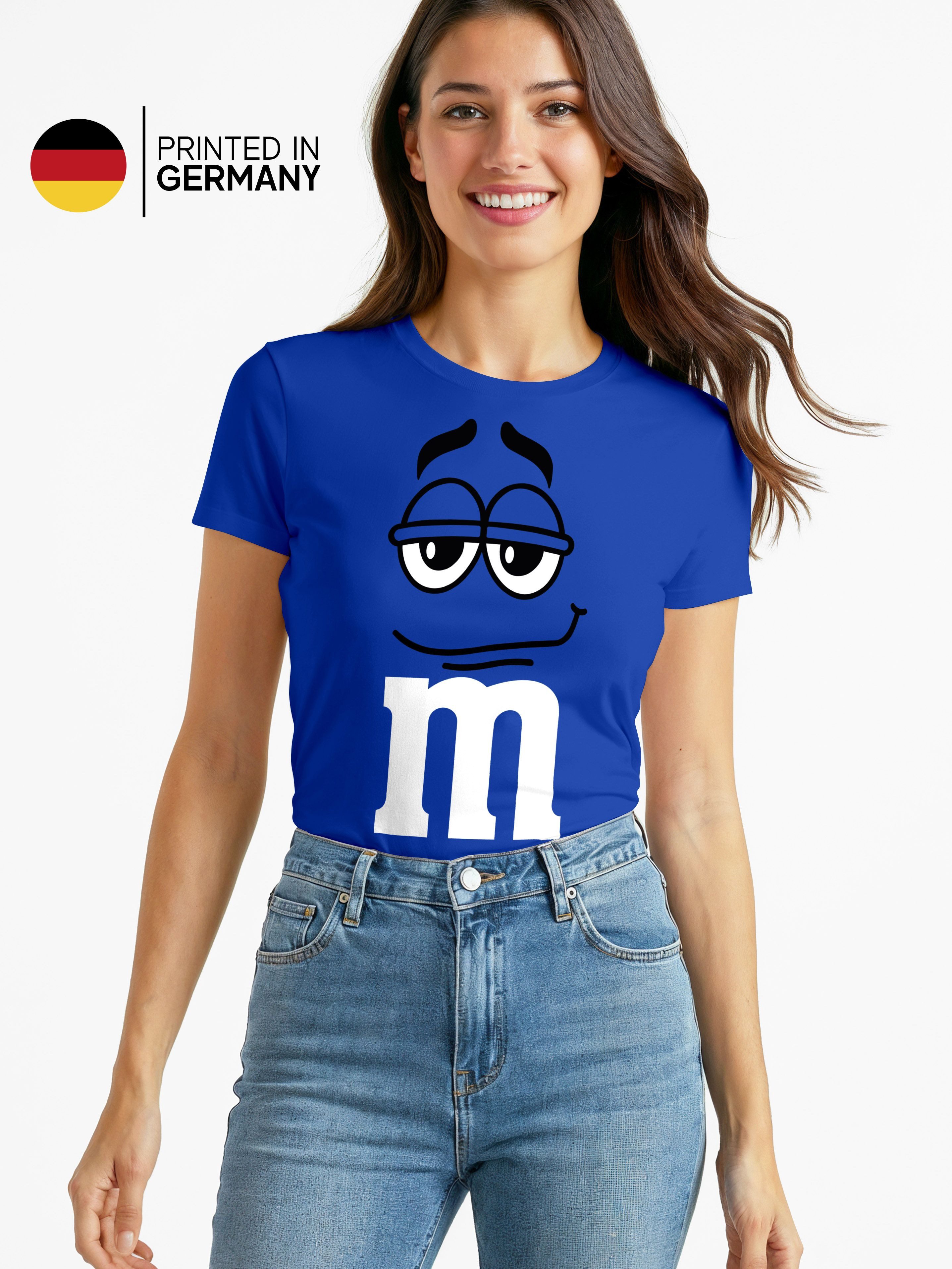 MoonWorks Print-Shirt Damen T-Shirt Fasching Karneval M Aufdruck Gruppen- Kostüm mit Print