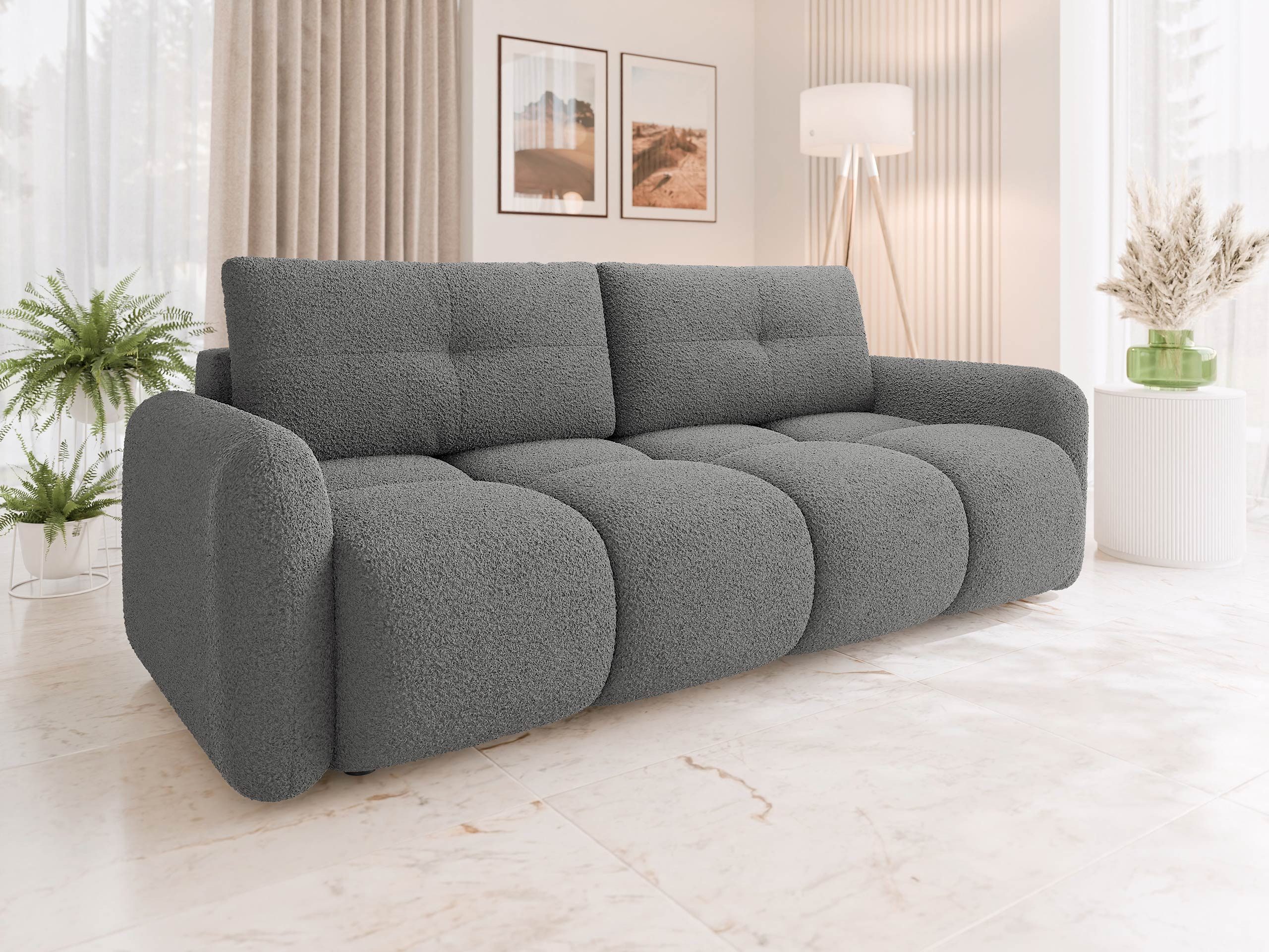 MIRJAN24 Schlafsofa Sandy, mit Schlaffunktion und Bettkasten, Rückenlehne in Form beweglicher Kissen