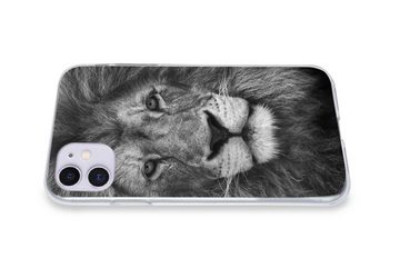 MuchoWow Handyhülle Tierprofil Persischer Löwe in schwarz und weiß, Handyhülle Apple iPhone 11, Smartphone-Bumper, Print, Handy