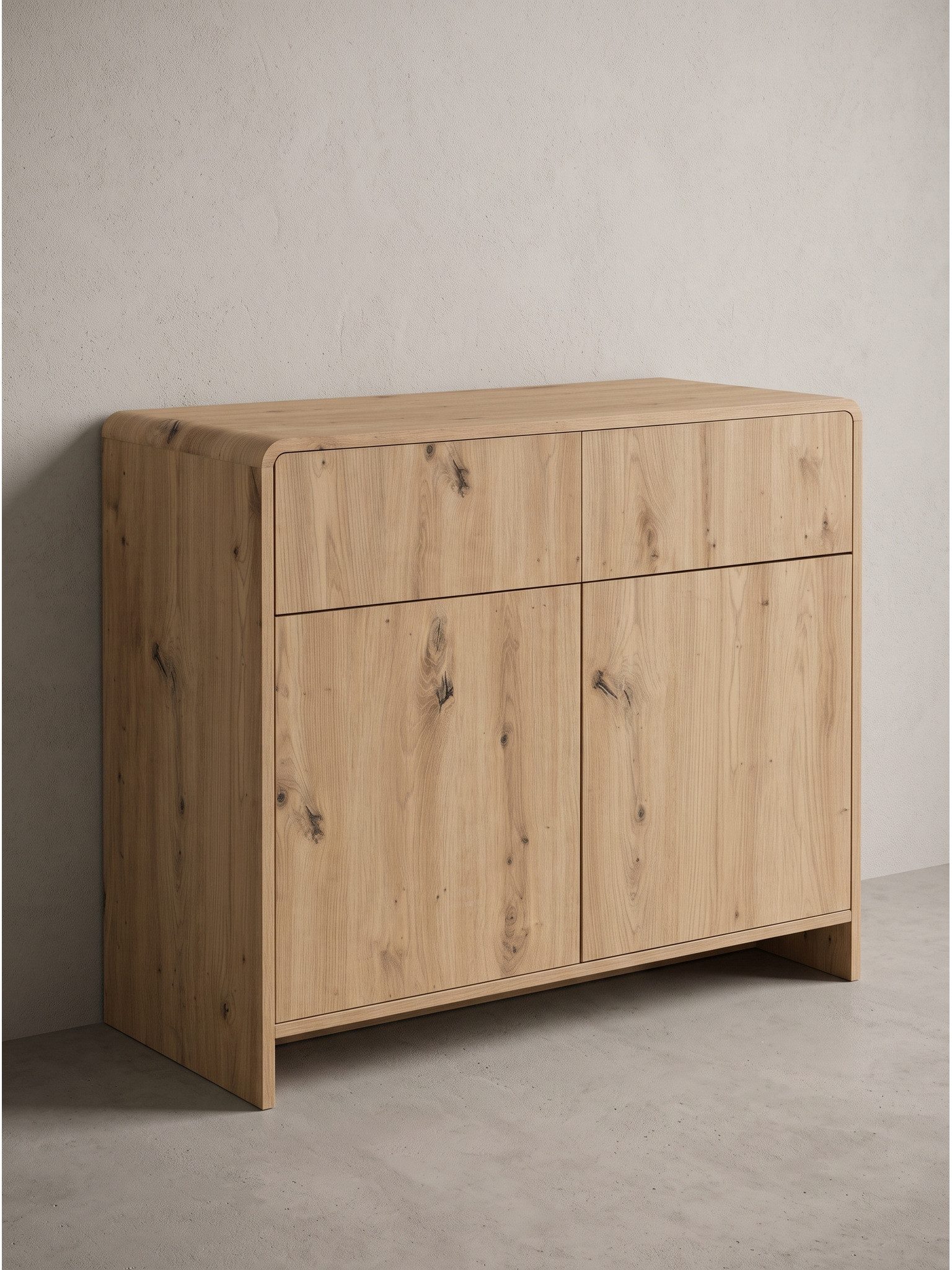 KADIMA DESIGN Kommode Sideboard CALELLA - Holzwerkstoff, Eichenoptik, 88x40x76 cm, Modern (Kommode, Anrichte, Schubladenkommode, Flurkommode, Schlafzimmerkommode), 2 Schubladen, 2 Türen, Stauraum