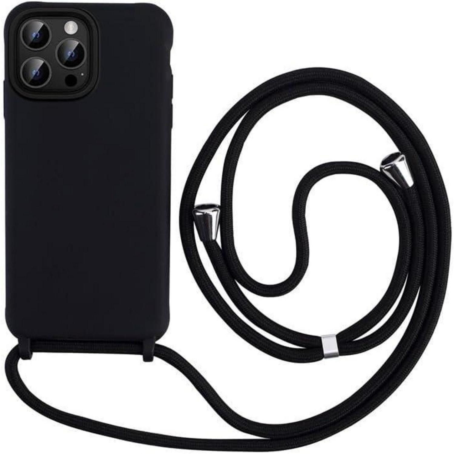 LuxusKollektion Case zum Umhängen iPhone 16 Pro Max Hülle mit Band Schwarz