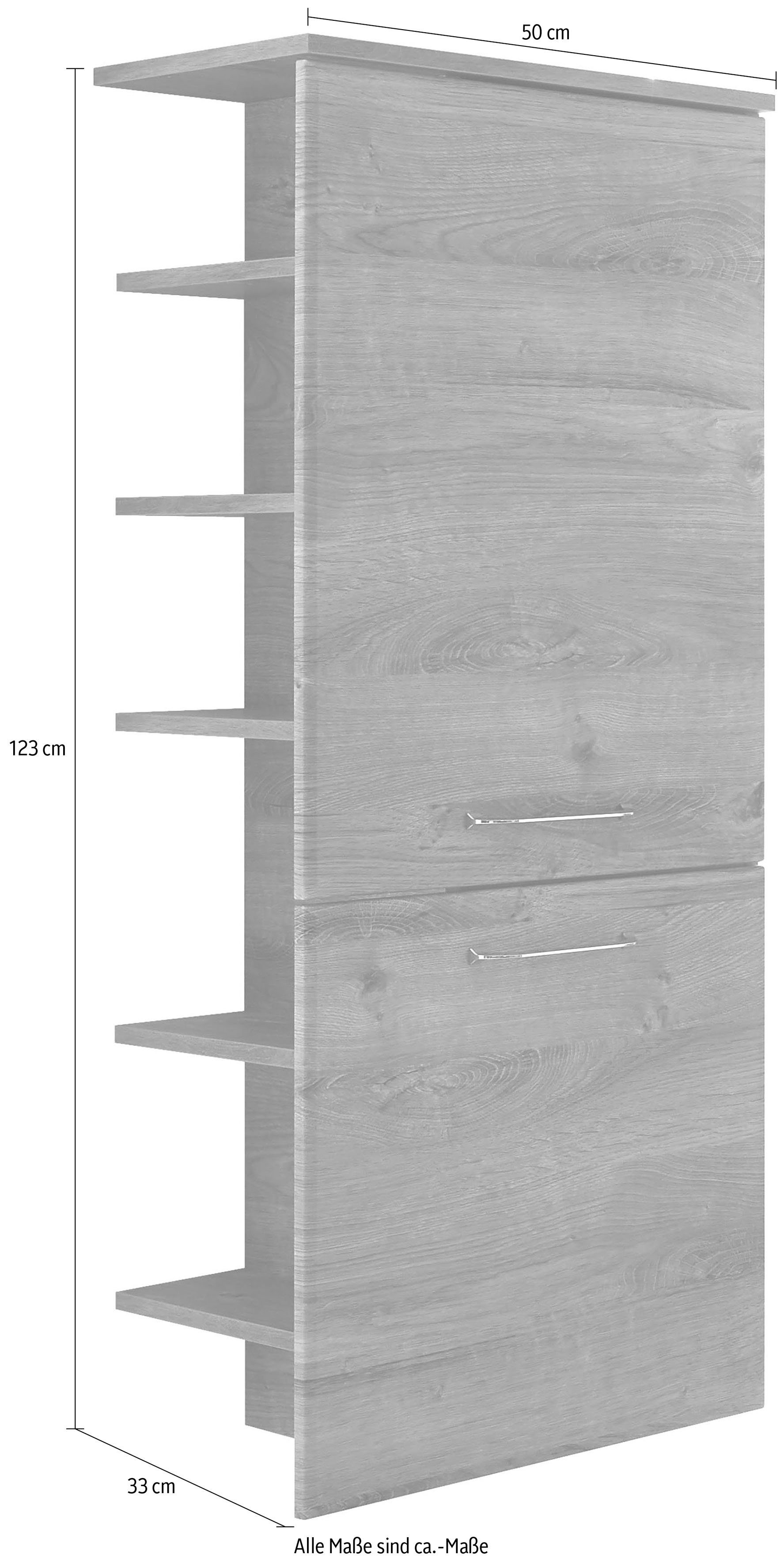 50 cm, Ribbeck/Eiche Eiche Midischrank | Breite Höhe PELIPAL Ribbeck 123 Glaseinlegeböden, Regal seitliches Ribbeck cm, Quickset Eiche