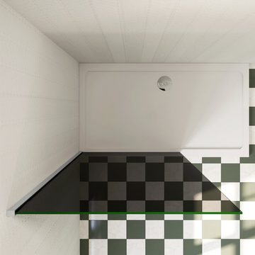 duschspa Duschwand 80-140cm schwarze Trennwand Walk in Dusche ESG Duschwand Glaswand, Einscheibensicherheitsglas, Sicherheitsglas, (Set), Glas
