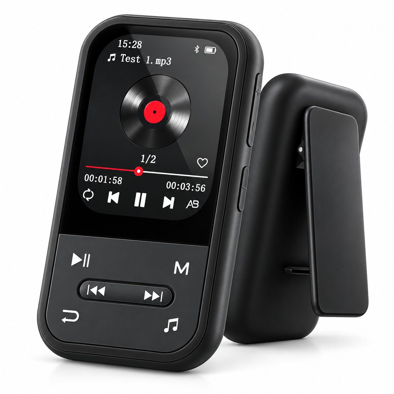 Lisabonde MP3-Player Bluetooth 5.3 64GB mit Clip für Sport & Wandern MP3-Player (64 GB, Integrierter Clip,Bluetooth 5.3,FM-Radio,Diktierfunktion)