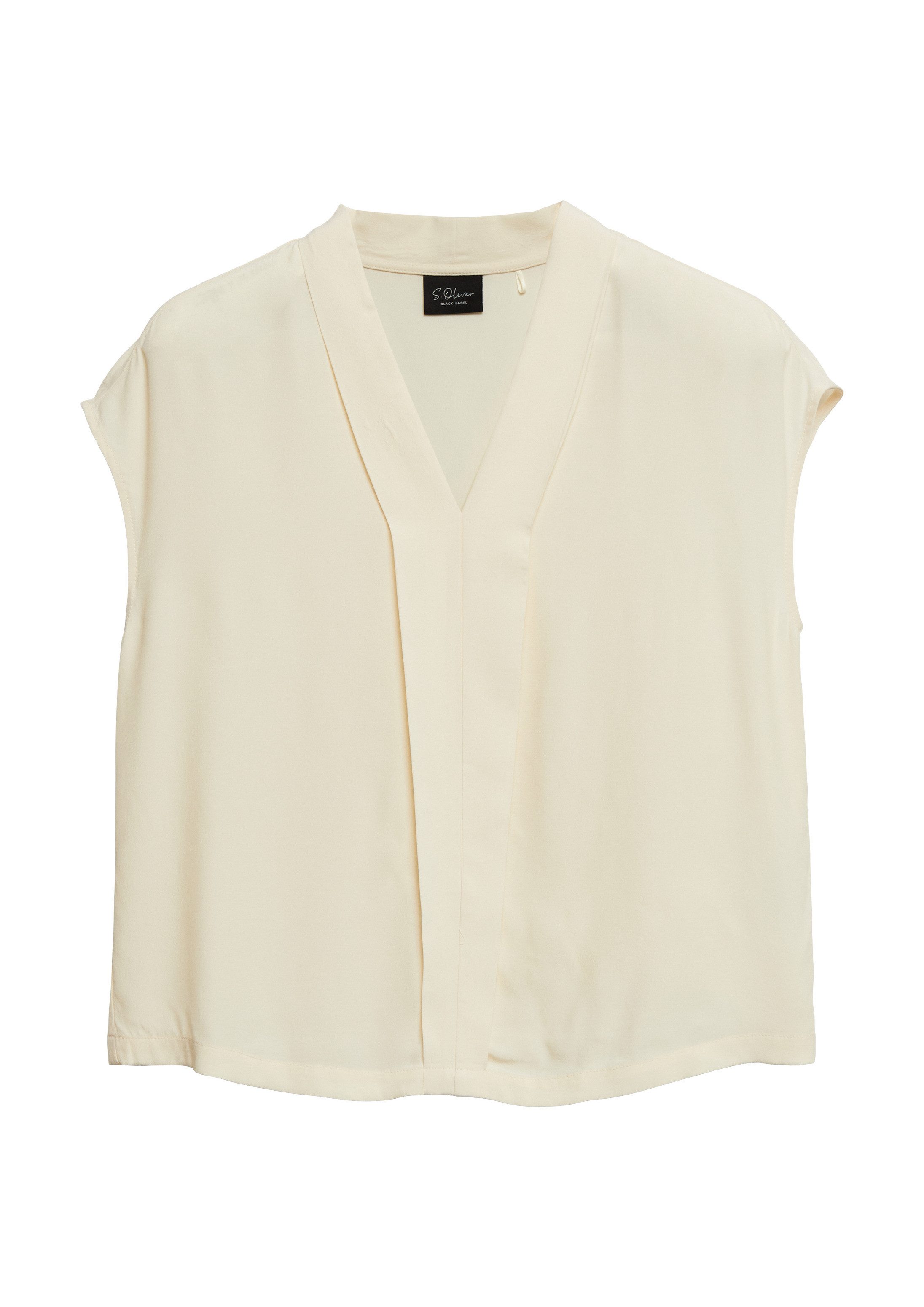 s.Oliver Blusentop Bluse Ärmellose Viskose-Bluse mit V-Ausschnitt