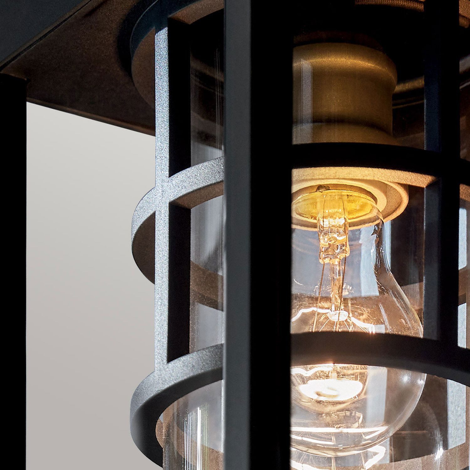 Licht-Erlebnisse Außen-Wandleuchte INES, ohne Leuchtmittel, 45,7 cm hoch IP44 Schwarz E27 eckig Rustikal