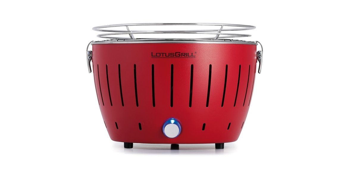 LotusGrill Holzkohlegrill LotusGrill S Small G280 Feuerrot Holzkohle Tischgrill mit USB-Anschluß