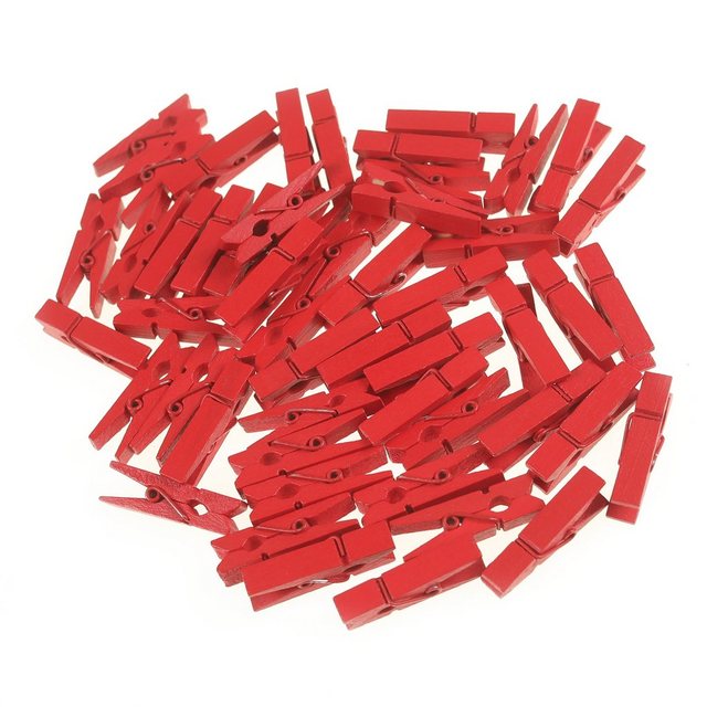 maDDma Wäscheklammern “50 Mini-Klammern aus Holz 35x7mm”, rot