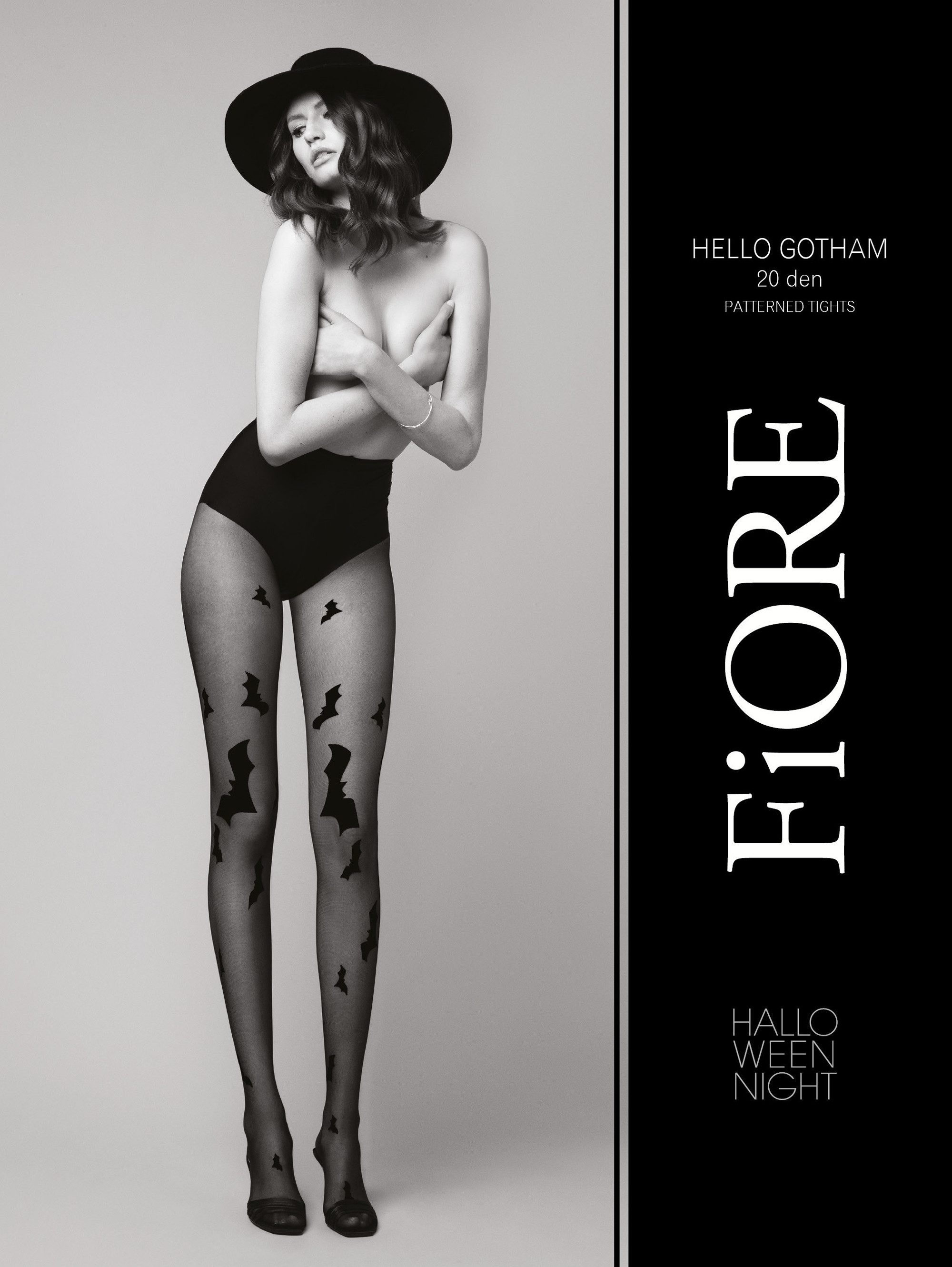 Fiore Feinstrumpfhose Halloween (Packung 1 Paar) Feinstumpfhose 20DEN mit Halloween-Totenkopfmotiv