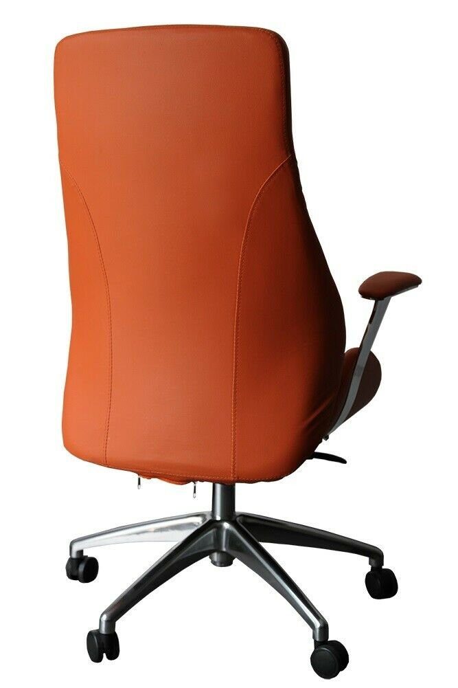 Drehstuhl (1), Spezial mit Orange Racer Designer Schalensitz Fußkreuz Bürodrehstuhl geformt Drehstuhl Car Fußkreuz Chefsessel ergonomisch Aluminium, - aus 70cm "GT" Durchmesser, XXL Steelboxx Seat