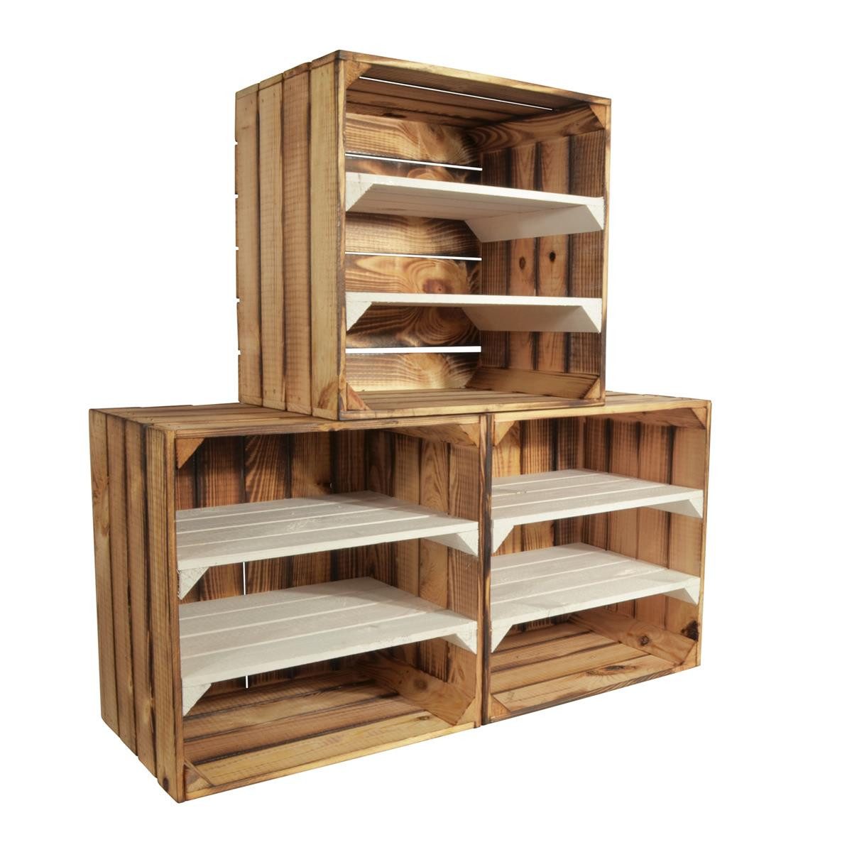 Weinregal Wino Flaschenregal aus Holz Geflammt Weiß 2x Regal