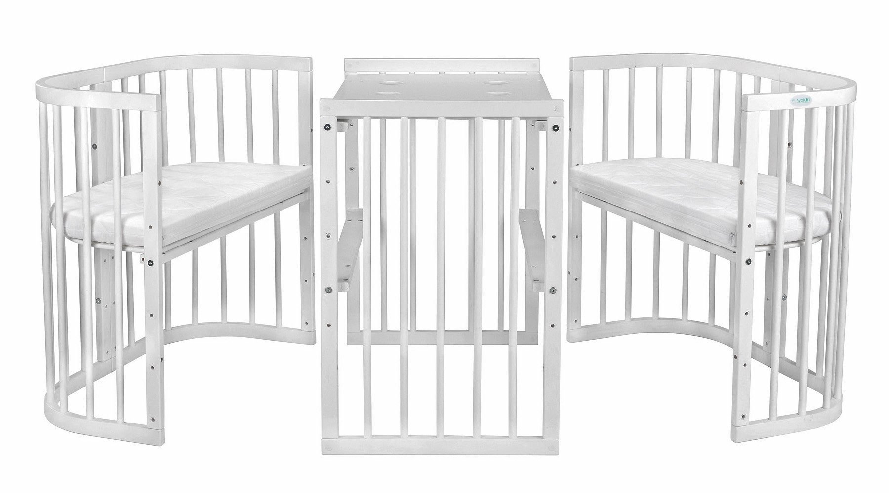 Waldin Babybett Mobiles Babybett aus Holz 7in1 mit Matratze, mitwachsend