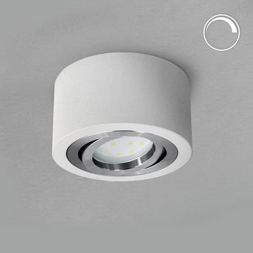 SSC-LUXon Aufbauleuchte Flacher Decken Aufbauspot weiss schwenkbar mit LED Modul 4W dimmbar, Neutralweiß