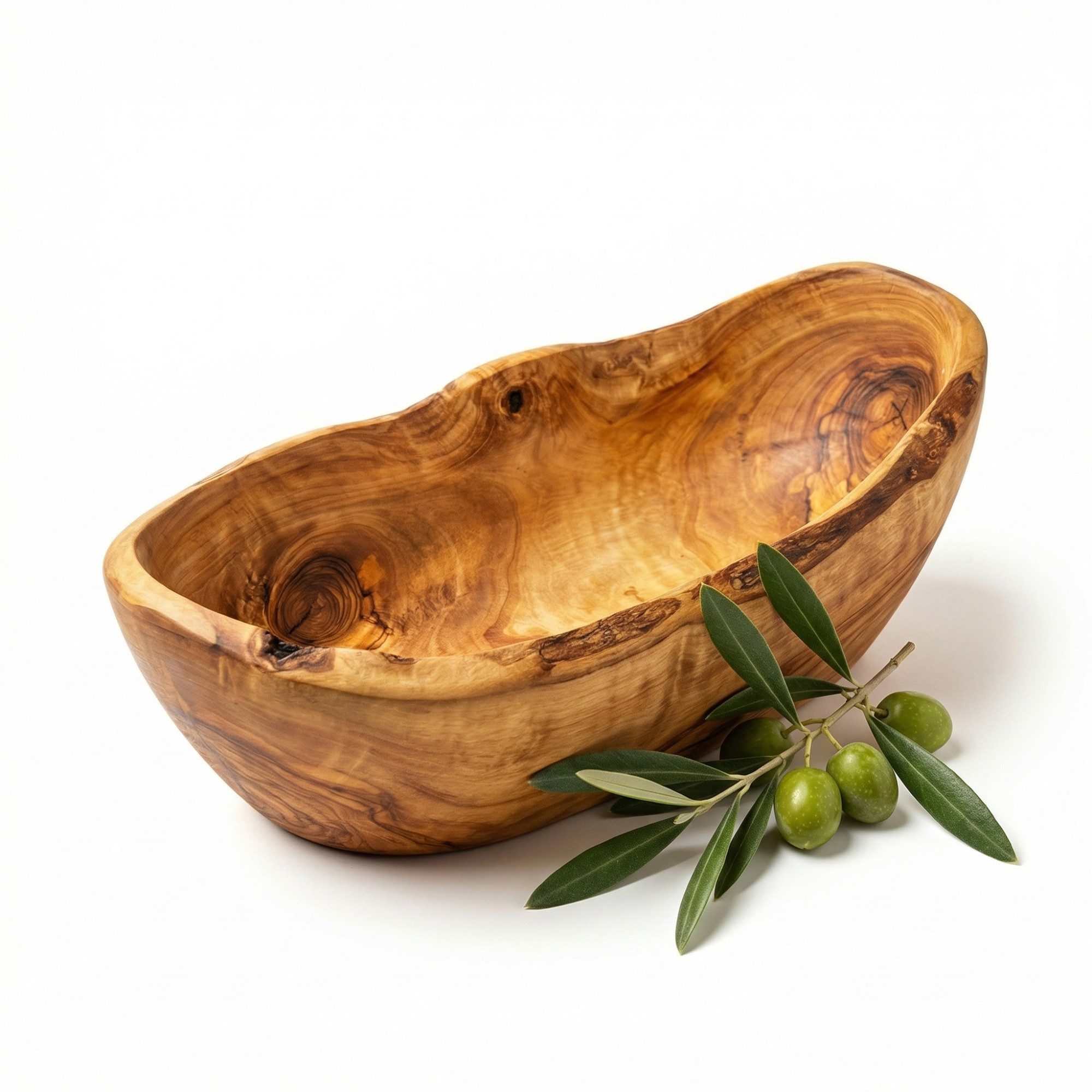 OLIQUE Obstschale Obstschale aus Olivenholz mit Rustikalem Rand – Handgefertigt, Olivenholz, (1-tlg)