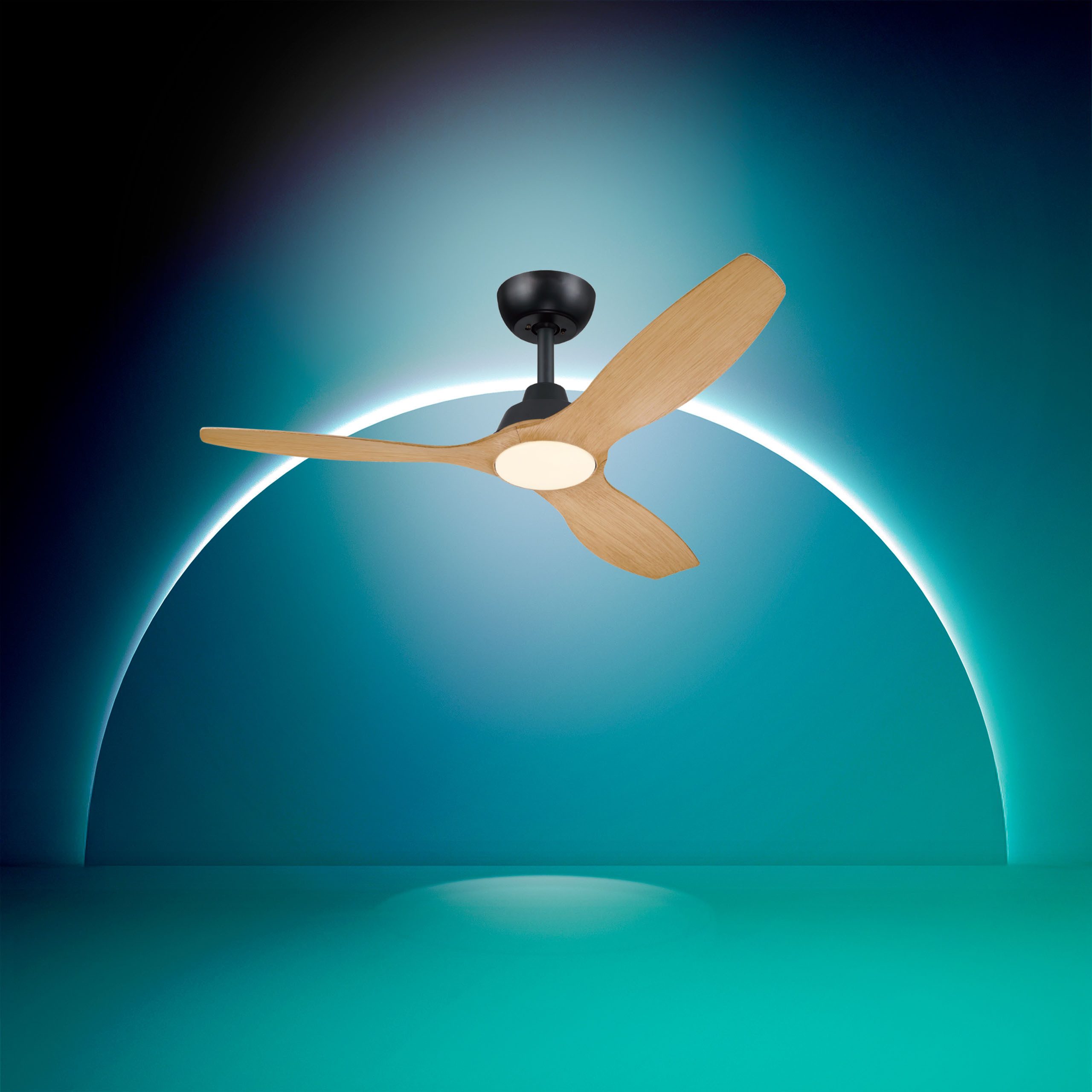 Philips LED Deckenleuchte Olas 24W DC-Ventilator 30W, fixe Rotorblätter, ⌀ 106cm, schwarz-braun, CCT - über Fernbedienung, Dimmer, Dimmfunktion, Ein-/Ausschalter, Farbsteuerung, Fernbedienung, Infrarot inkl., Memoryfunktion, Ventilatorfunktion, dimmbar über Fernbedienung, mehrere Helligkeitsstufen, LED fest integriert, warmweiß - kaltweiß, 3000-6500 Kelvin, dimmbar mit Fernbedienung, 2650 Lumen