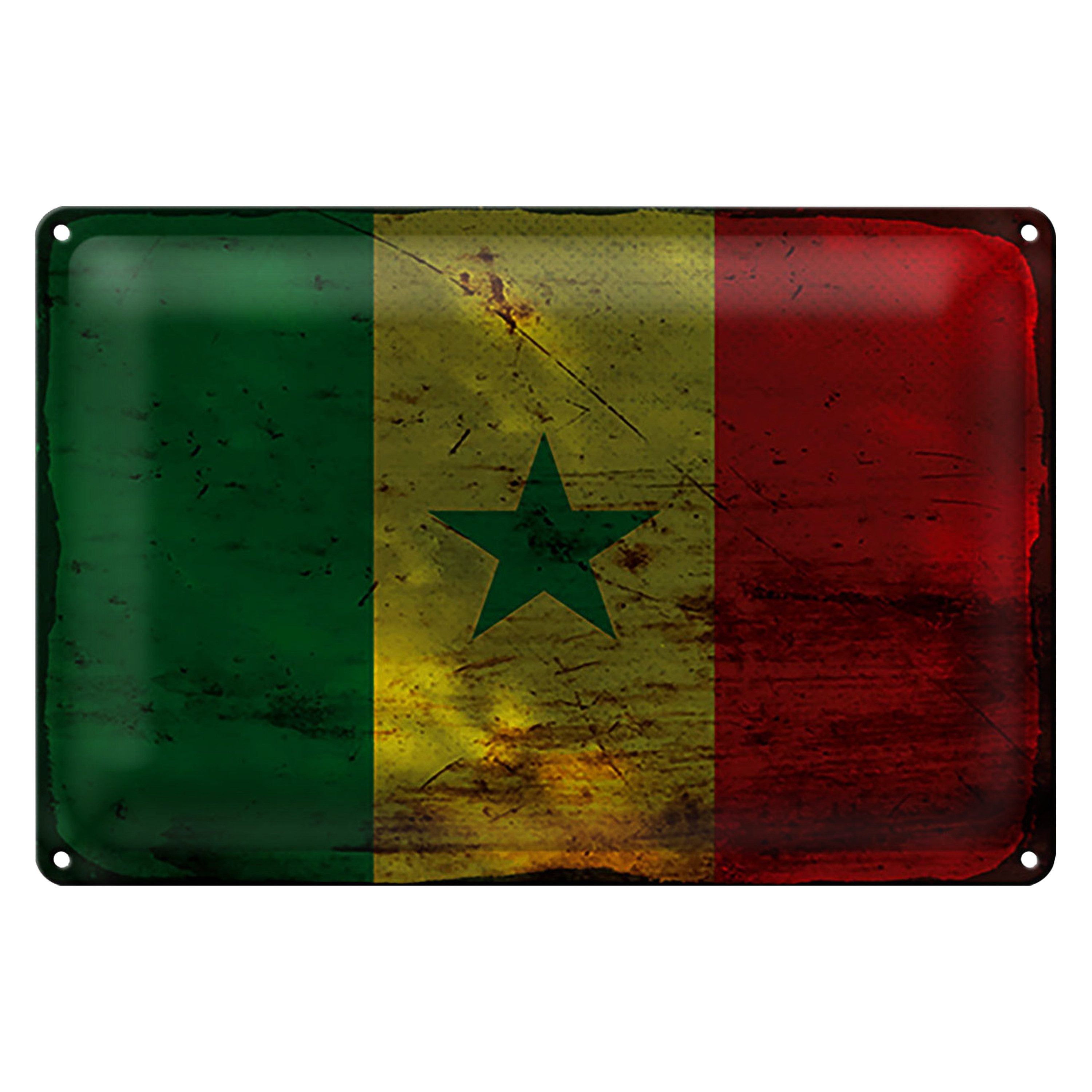 Roomando Metallschild Flagge Senegal 18x12cm Flag of Senegal Rost