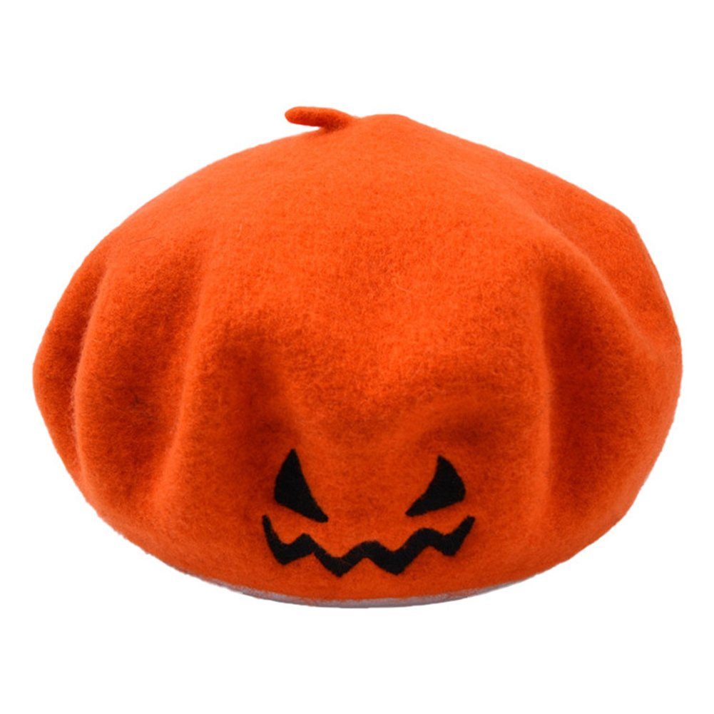 Blusmart Baskenmütze Frauen Grimace Stickerei Baskenmütze Süße Halloween Kürbisse Baskenmütze orange