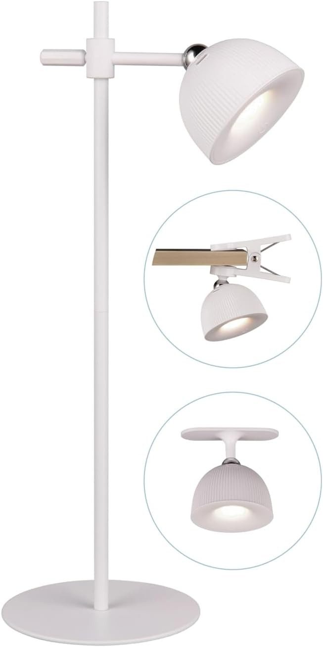 lightling LED Tischleuchte Maximillian, Touchfunktion, LED fest integriert, Warmweiß, Klemmleuchte, 4 fach Touch, höhenverstellbar, Akkubetrieb