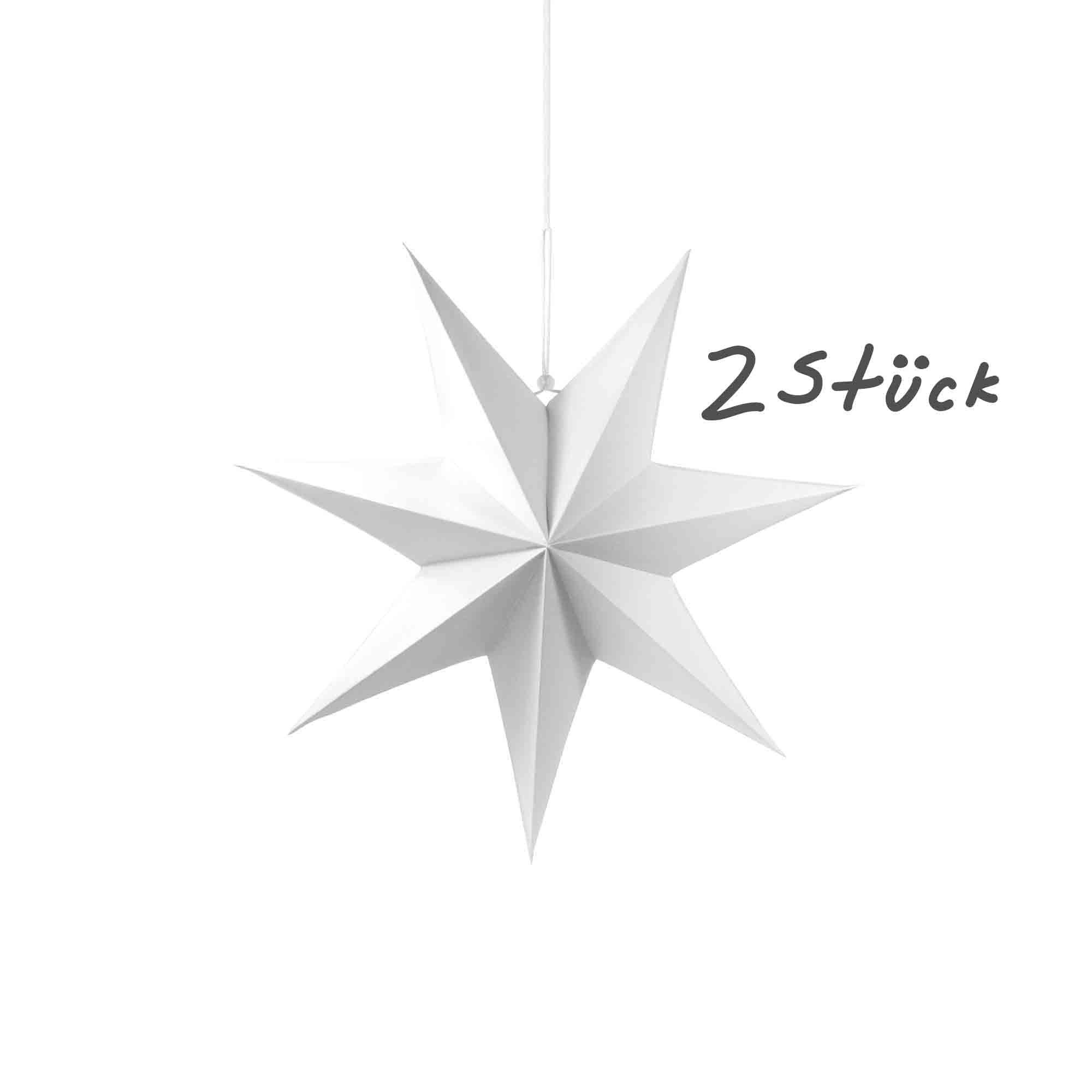 Frau WUNDERVoll Papiersterne 2 Faltsterne - weiß, Ø 40 cm, 7 Zacken, geschlossene Oberfläche