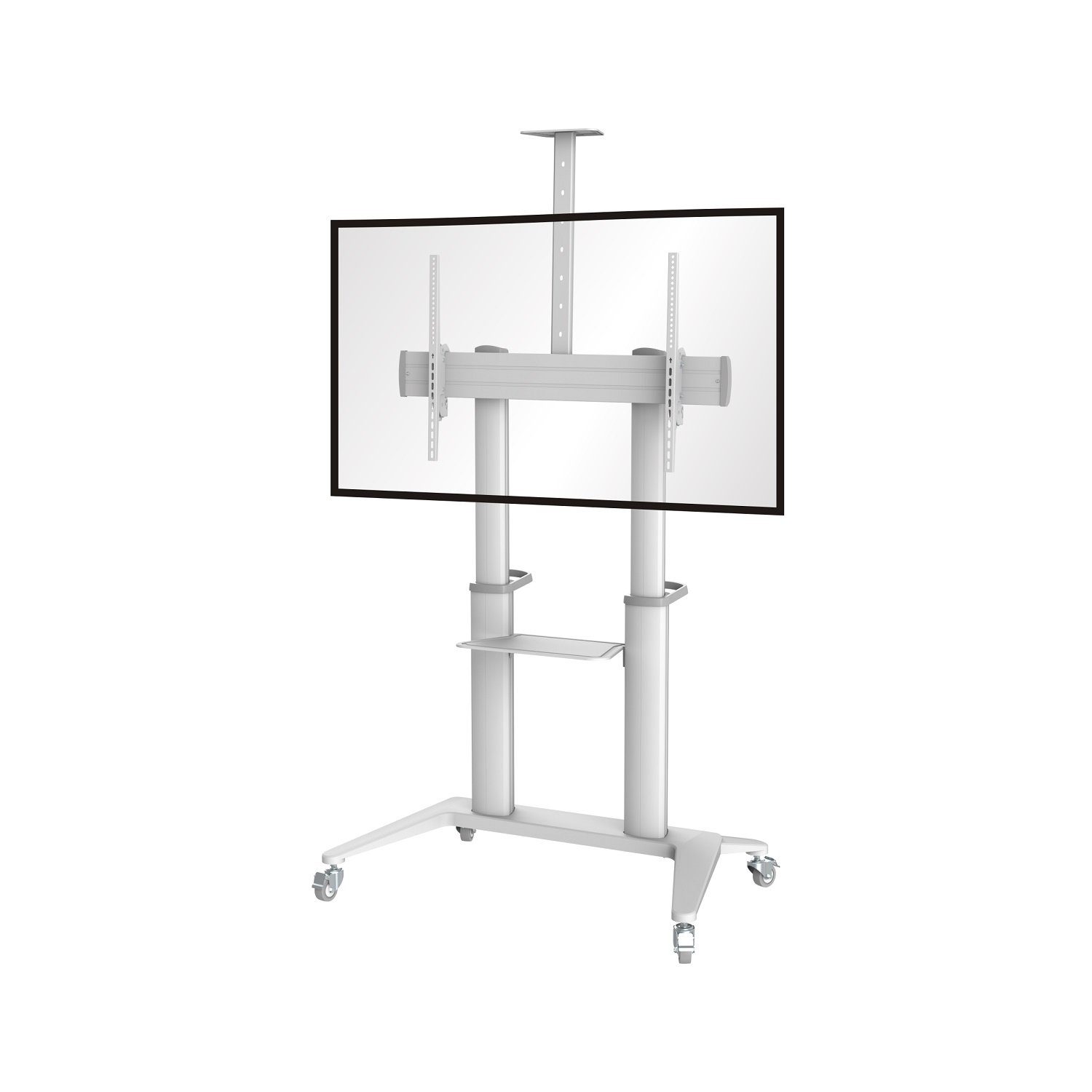 conecto TV-Ständer LM-FS03NW mobiler Professional TV-Standfuß weiß, (bis 120 Zoll, Aluminium, weiß, 140kg Traglast, max. VESA 1000x600mm, rollbar)