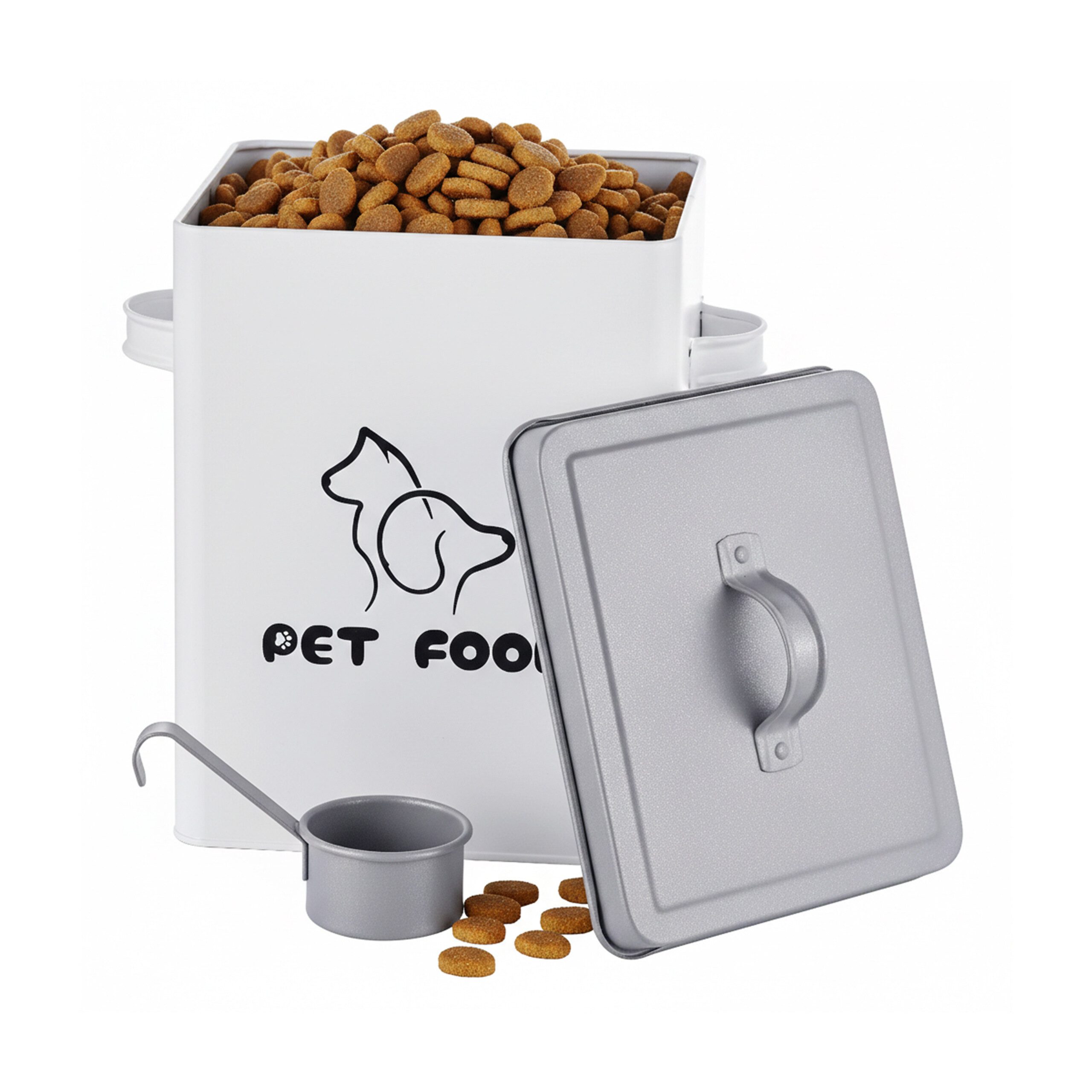 relaxdays Futterbehälter Futterbox Metall mit Löffel, Eisen, 6 Liter