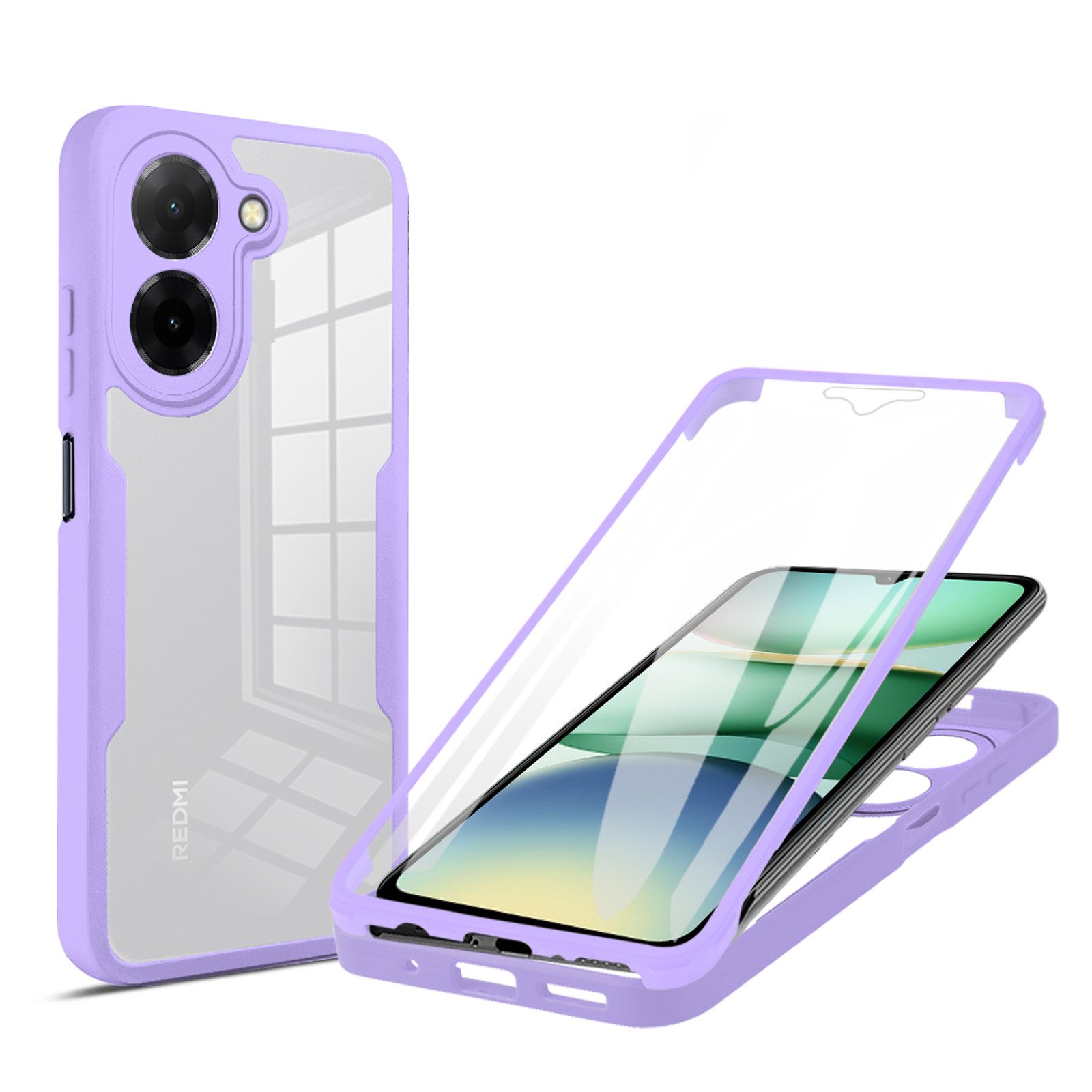 betterfon Handyhülle für Xiaomi Redmi A5 2-teiliges 360° TPU Schutzcase, Rundumschutz mit integrierter Displayabdeckung und klarer Sicht