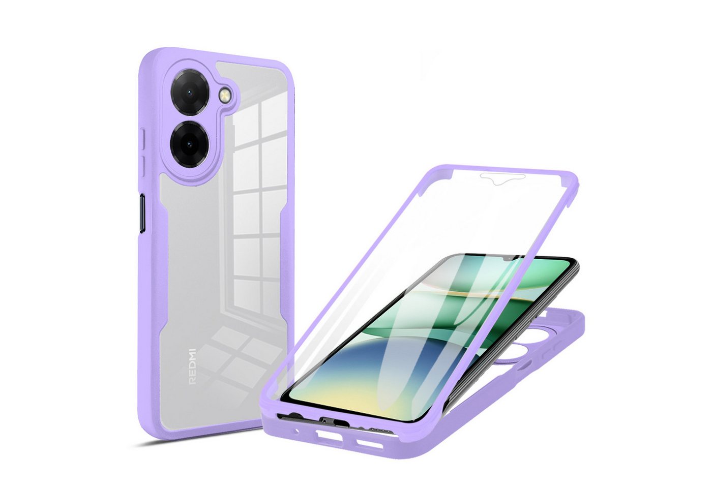 betterfon Handyhülle für Xiaomi Redmi A5 2-teiliges 360° TPU Schutzcase, Rundumschutz mit integrierter Displayabdeckung und klarer Sicht