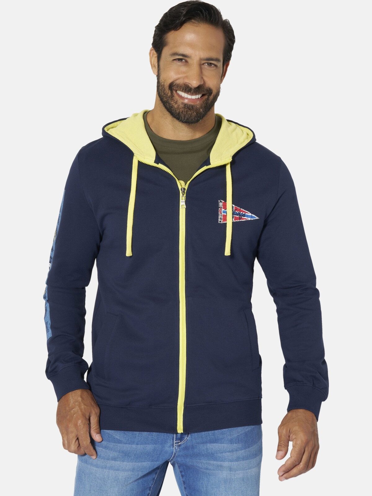 Jan Vanderstorm Kapuzensweatjacke JABBE mit Ärmelprint