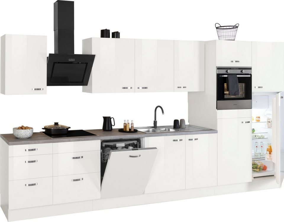 OPTIFIT Küchenzeile Cara, Breite 400 cm, mit HANSEATIC-E-Geräten,  Induktions-Kochfeld, Soft-Close-Funktion