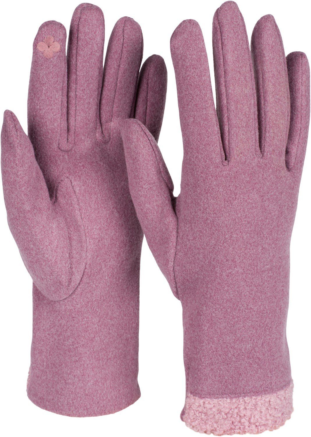 styleBREAKER Fleecehandschuhe Touchscreen Handschuhe Teddyfell Mauve