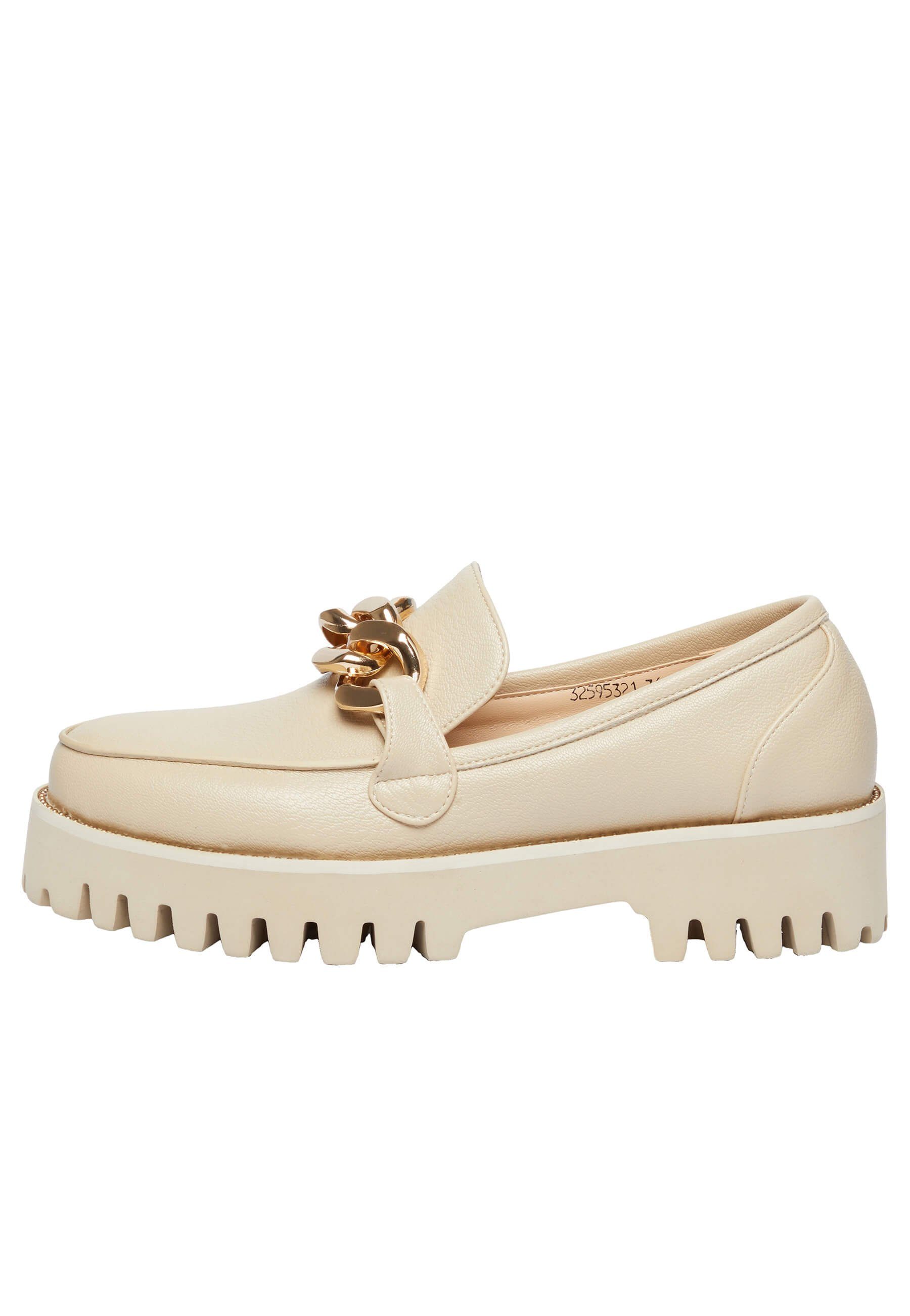 mia&jo Loafer Mit Zierkette mit modernem Sohle Und Loafer Grober Design