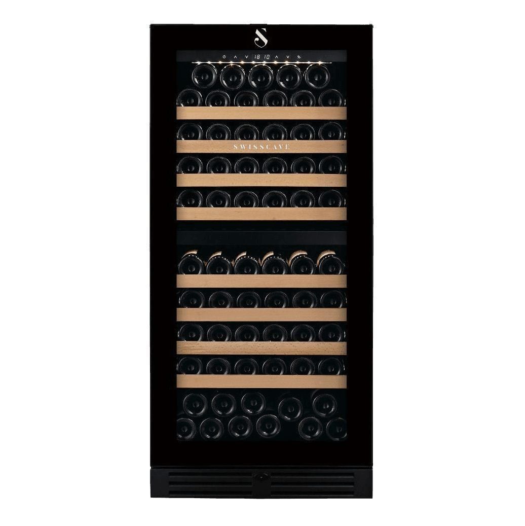 Swisscave Weinkühlschrank WLB-360 DF-MIX. für 103 Flaschen, 127cm (H) - 5 Jahre Garantie, für 103 Standardflaschen á 0,75l,2-Zonen Weinkühlschrank, 114 Flaschen, 127 cm (H)