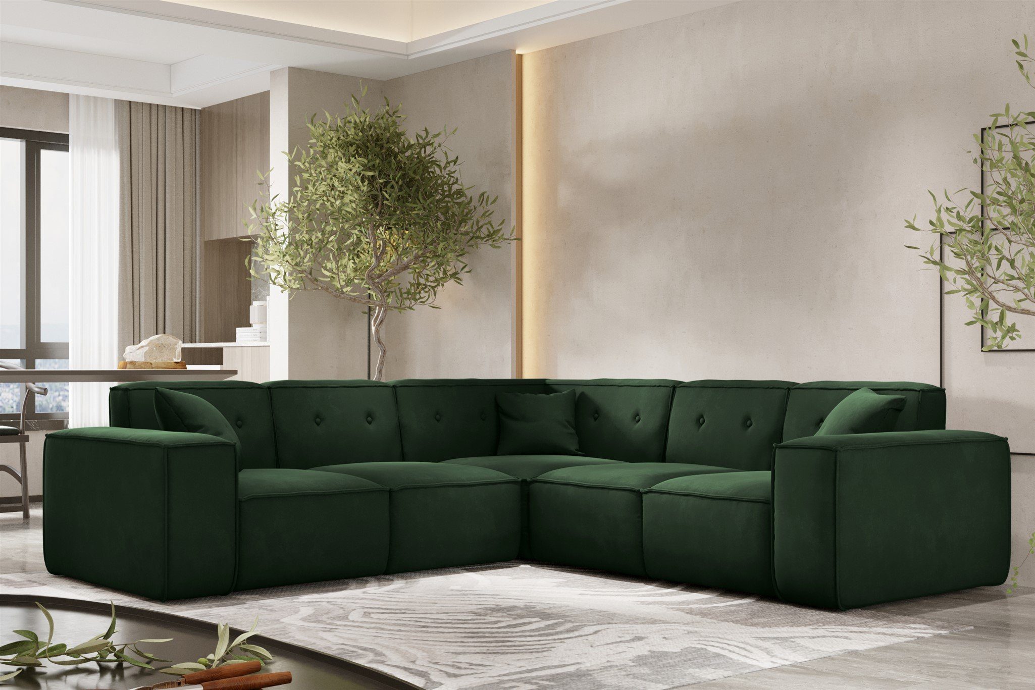Ecksofa Designersofa CESINA in Stoff Seite Universal