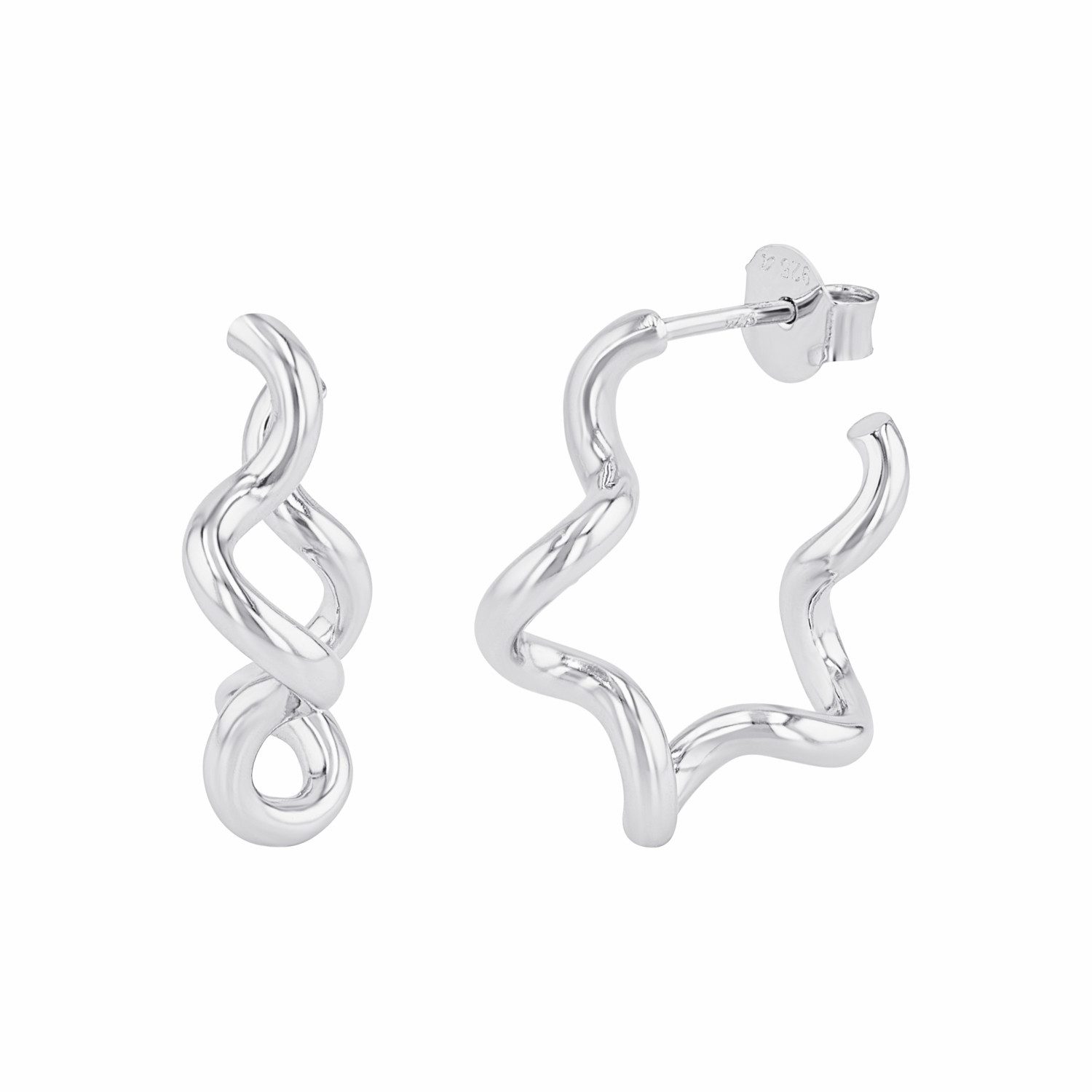 Noelani Paar Creolen Noelani Creolen für Damen, 925 Sterling Silber (Creolen, 4-tlg)