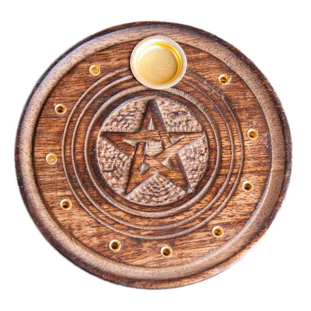 Berk Räucherschale Stäbchen- und Kegelhalter - Pentagramm aus Holz